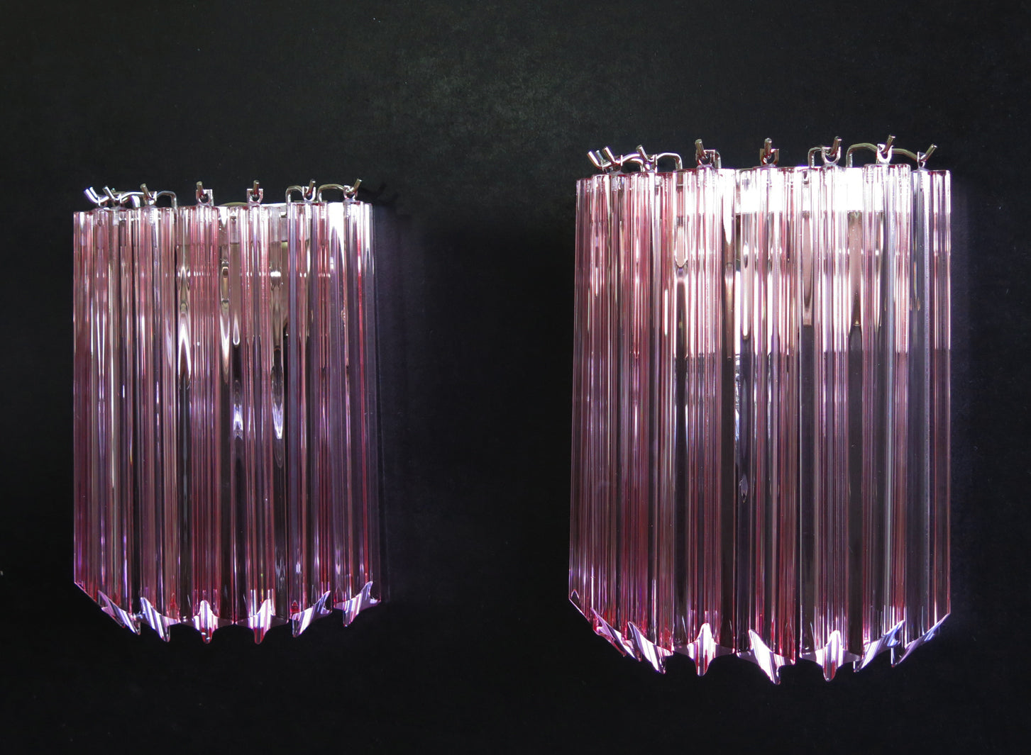 Murano Vegglampe | 9 Rosa Prismeglass | 2 stk