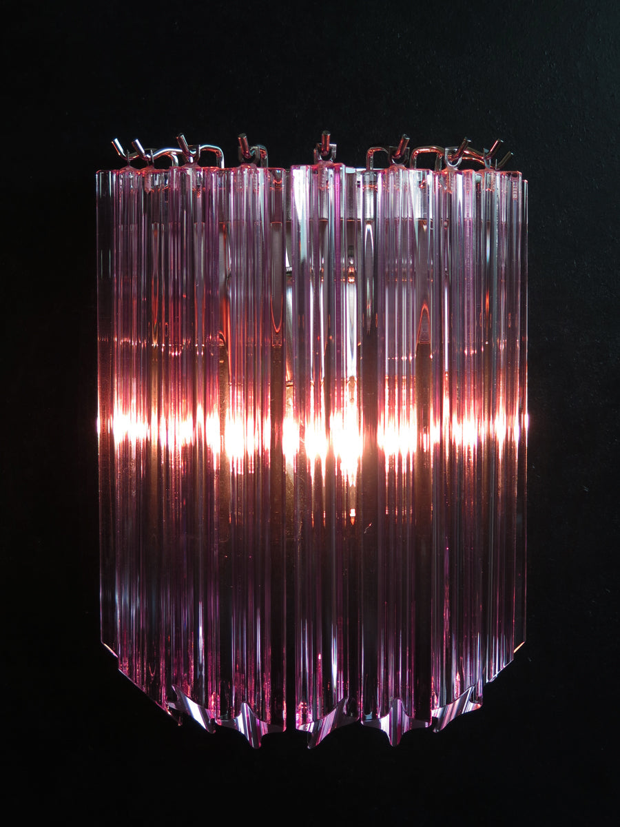 Murano Vegglampe | 9 Rosa Prismeglass | 2 stk