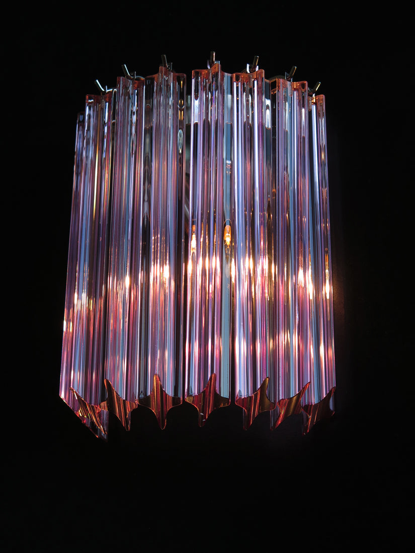 Murano Vegglampe | 9 Rosa Prismeglass | 2 stk