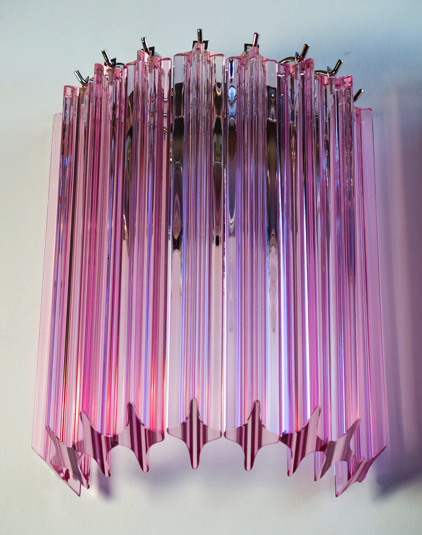 Murano Vegglampe | 9 Rosa Prismeglass | 2 stk