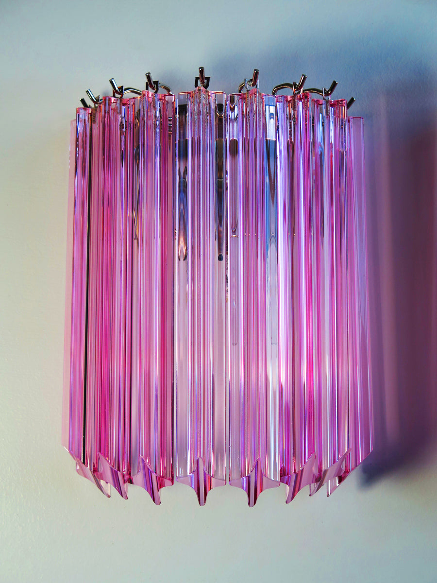 Murano Vegglampe | 9 Rosa Prismeglass | 2 stk