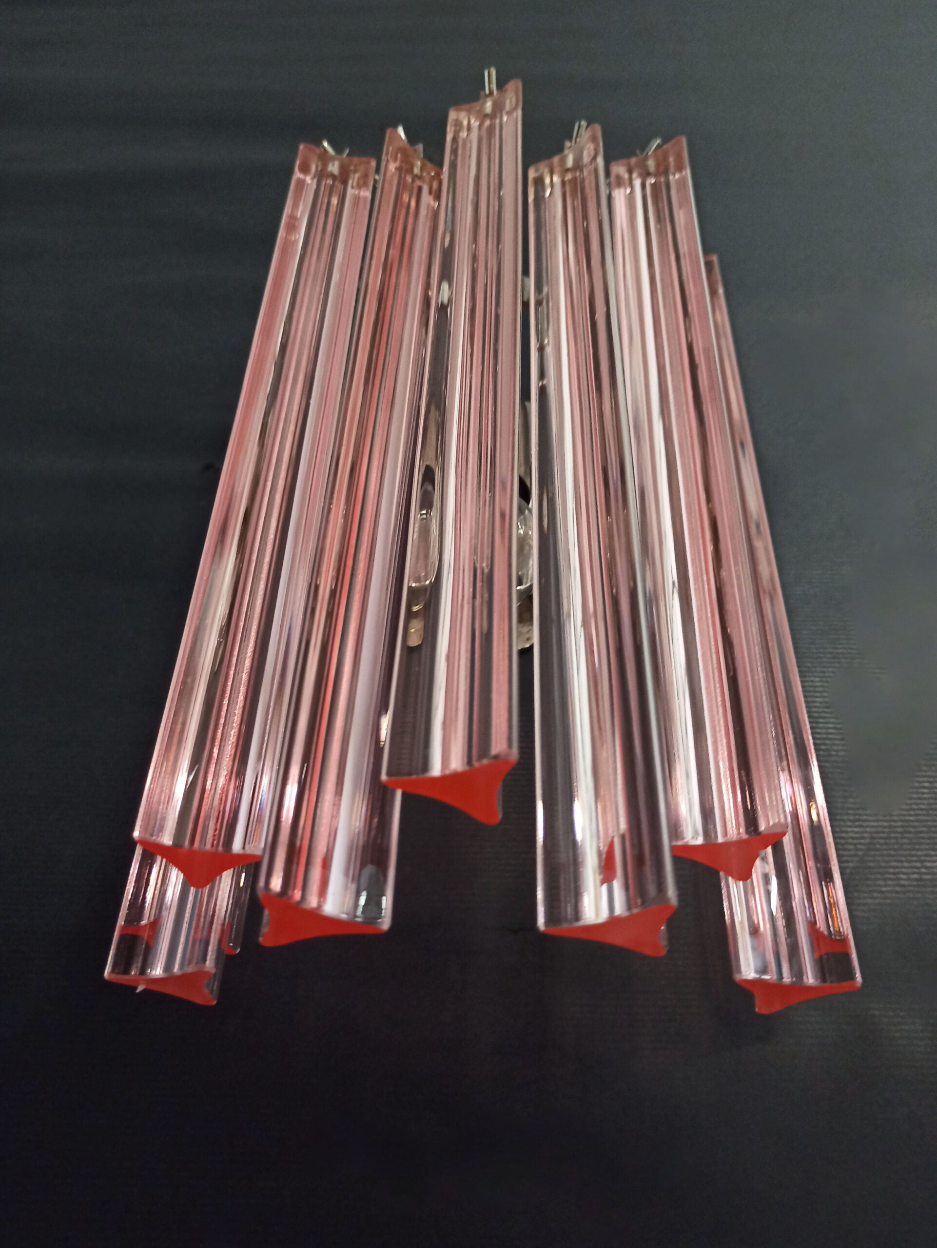 Murano Vegglampe | 9 Rosa Prismeglass | 2 stk