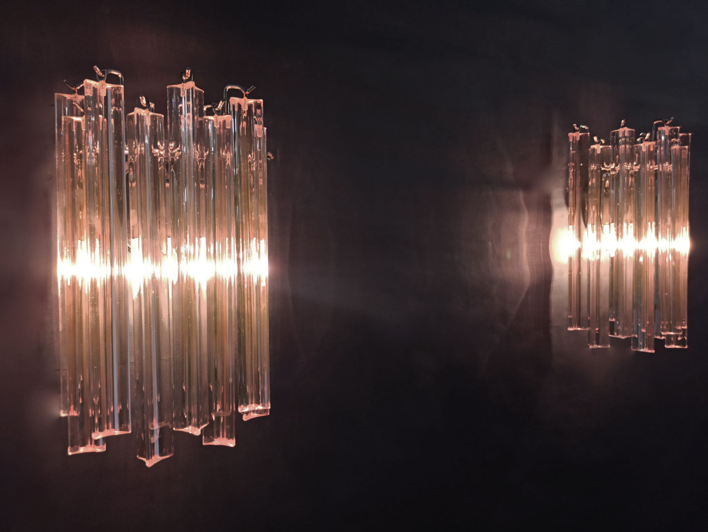 Murano Vegglampe | 9 Rosa Prismeglass | 2 stk