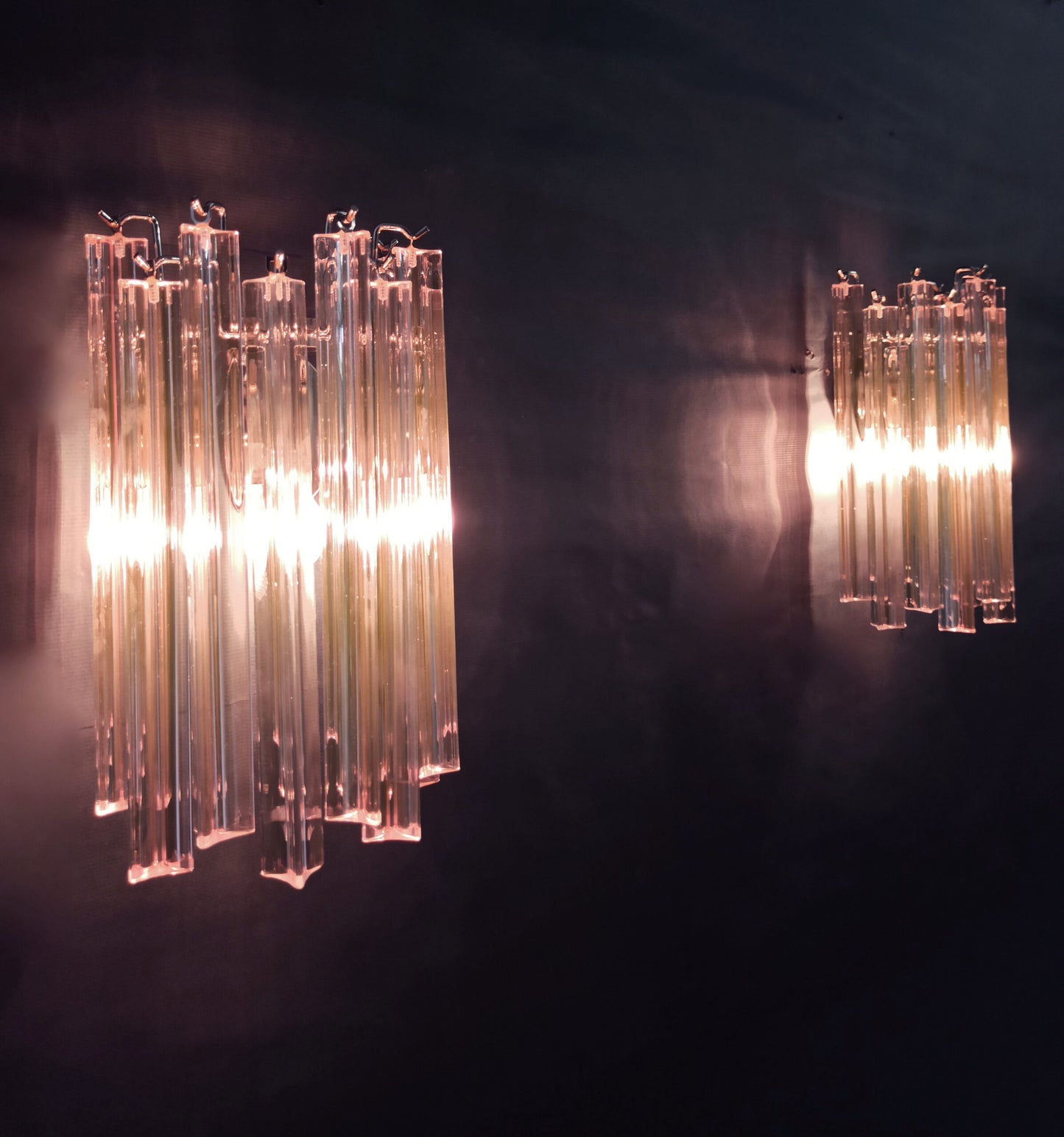 Murano Vegglampe | 9 Rosa Prismeglass | 2 stk