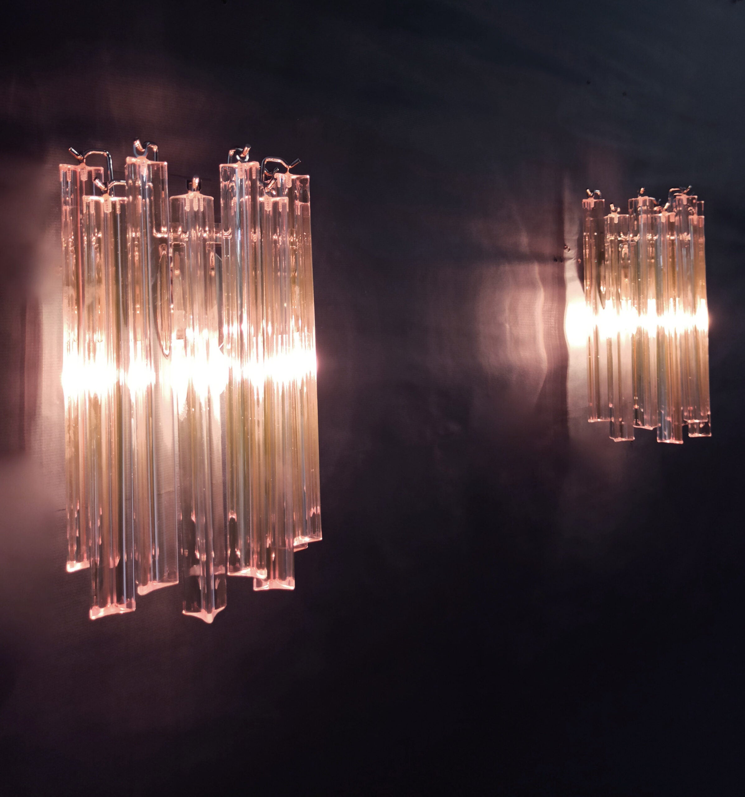 Murano Vegglampe | 9 Rosa Prismeglass | 2 stk