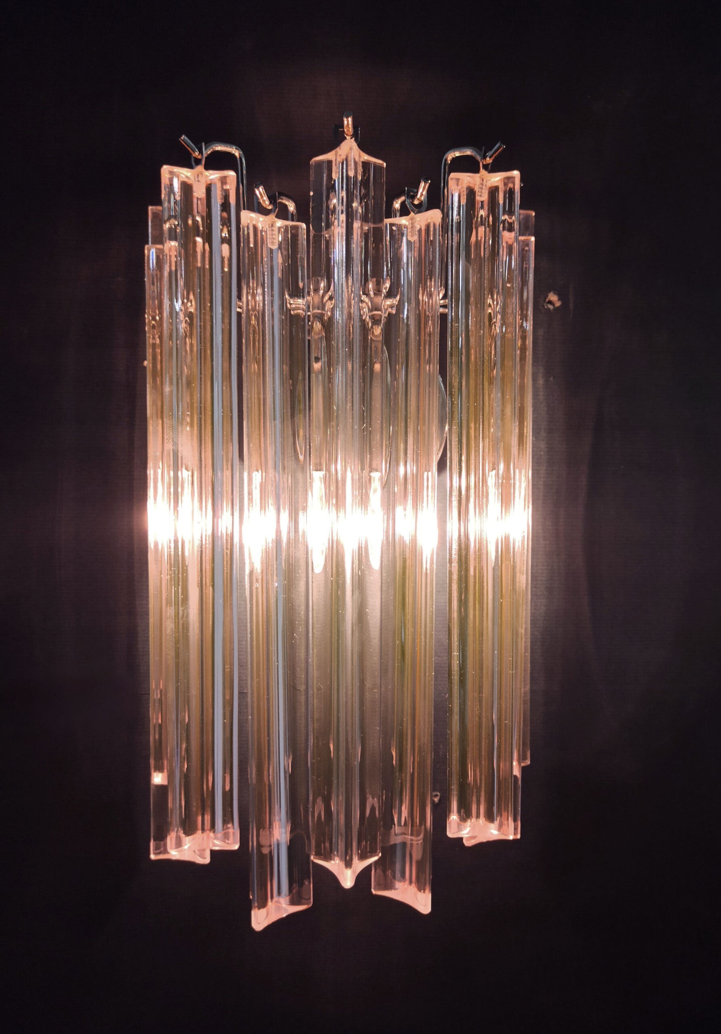 Murano Vegglampe | 9 Rosa Prismeglass | 2 stk