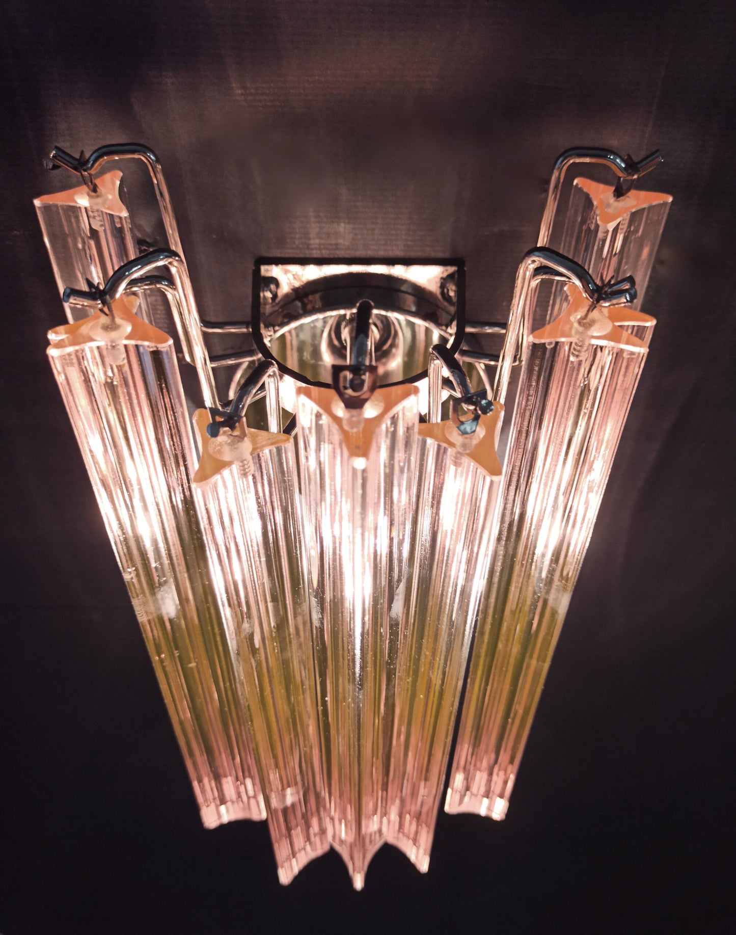 Murano Vegglampe | 9 Rosa Prismeglass | 2 stk