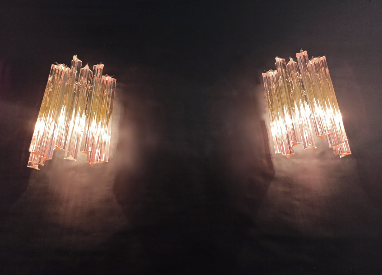 Murano Vegglampe | 9 Rosa Prismeglass | 2 stk