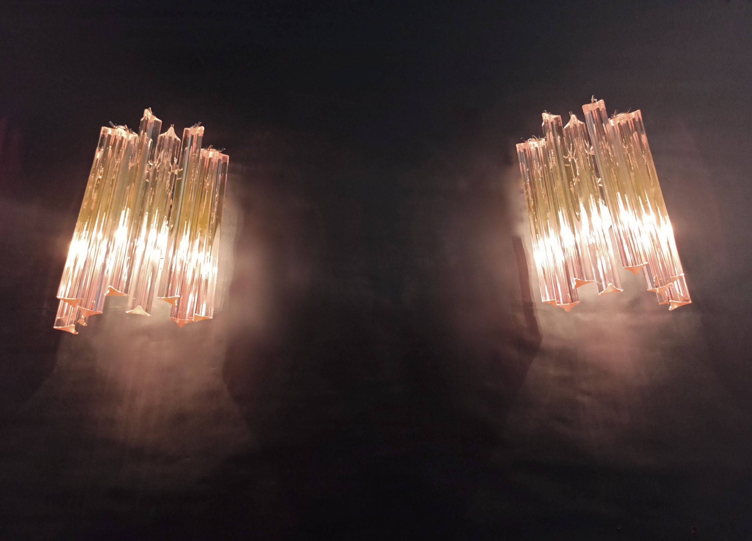 Murano Vegglampe | 9 Rosa Prismeglass | 2 stk