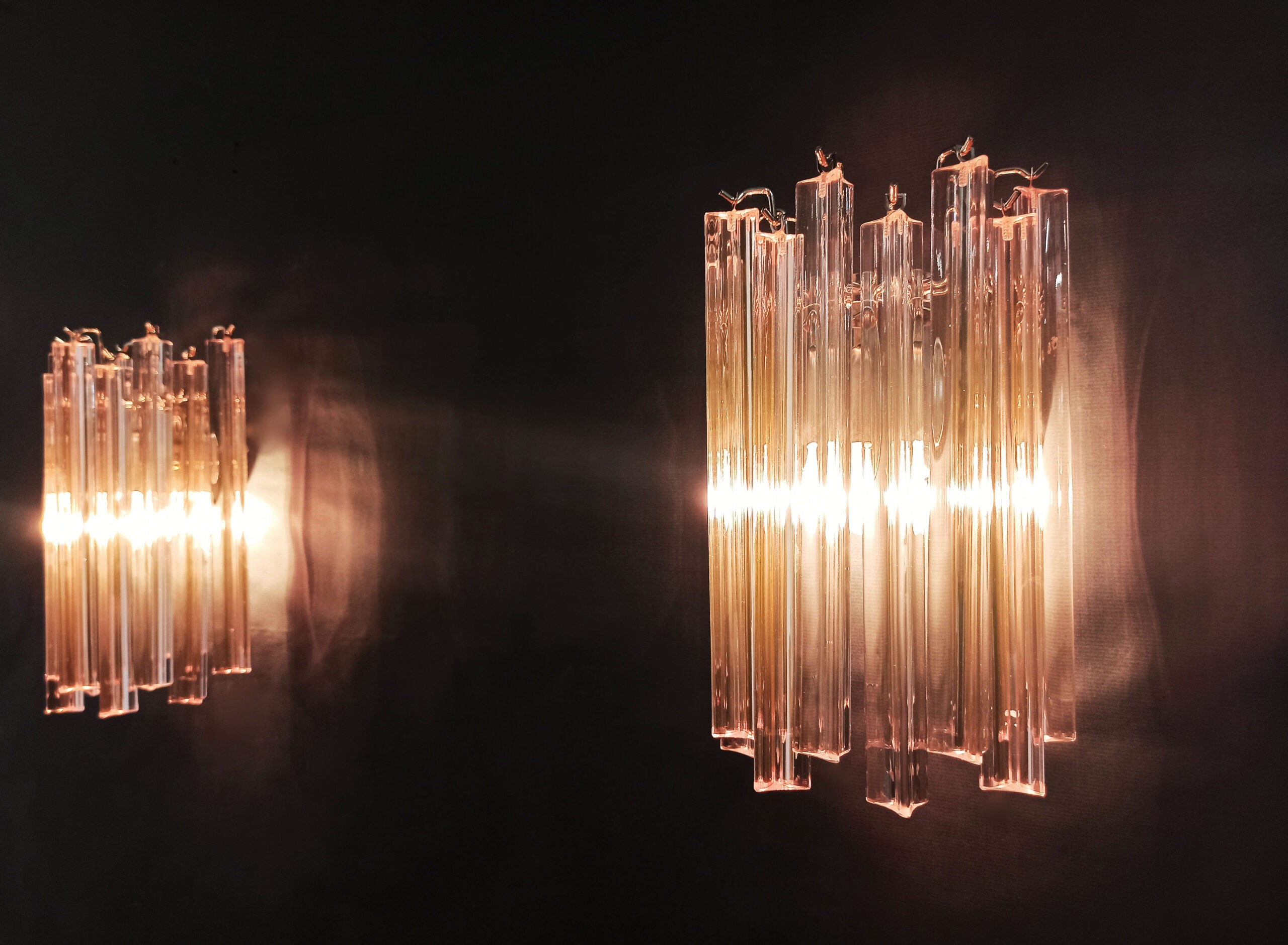 Murano Vegglampe | 9 Rosa Prismeglass | 2 stk