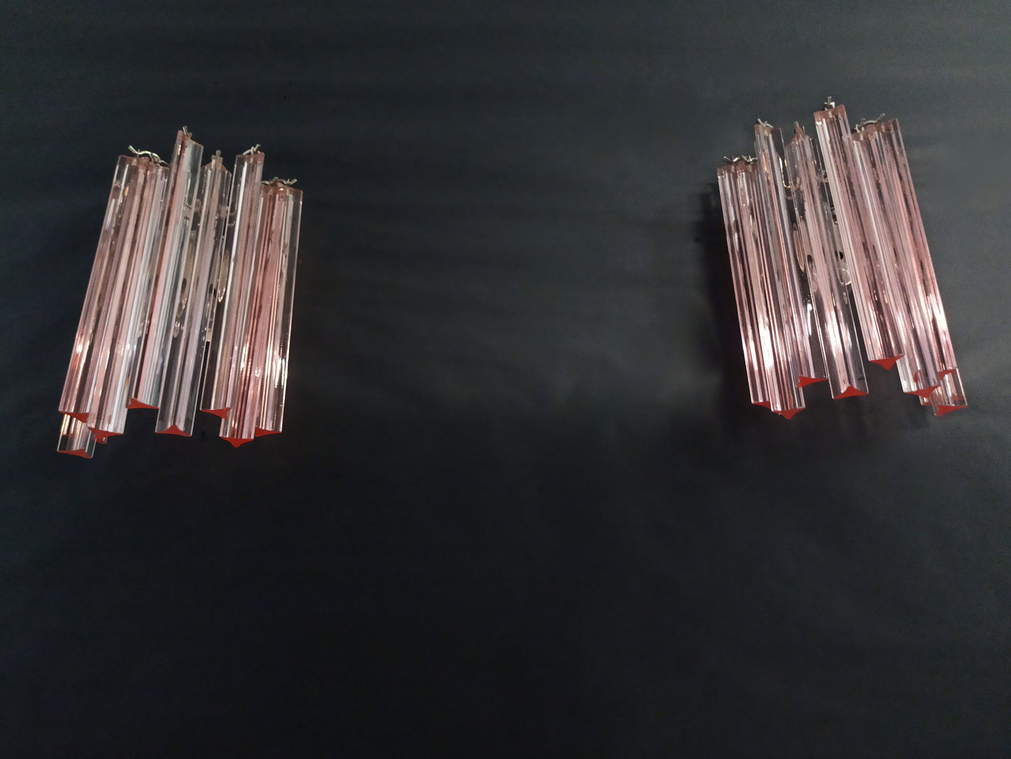 Murano Vegglampe | 9 Rosa Prismeglass | 2 stk