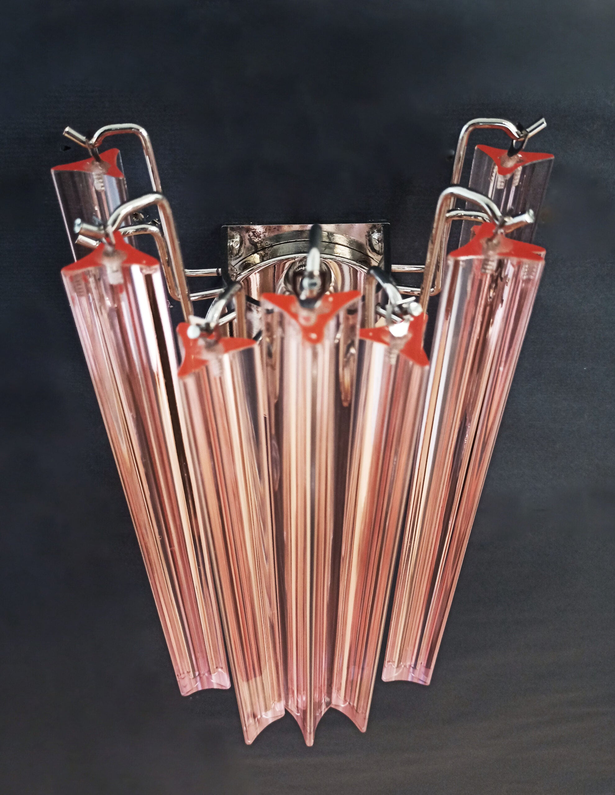 Murano Vegglampe | 9 Rosa Prismeglass | 2 stk