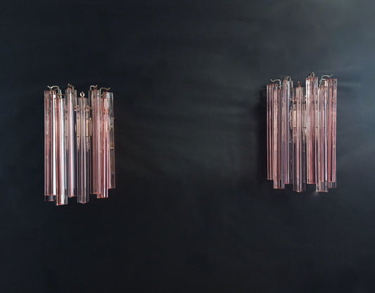 Murano Vegglampe | 9 Rosa Prismeglass | 2 stk