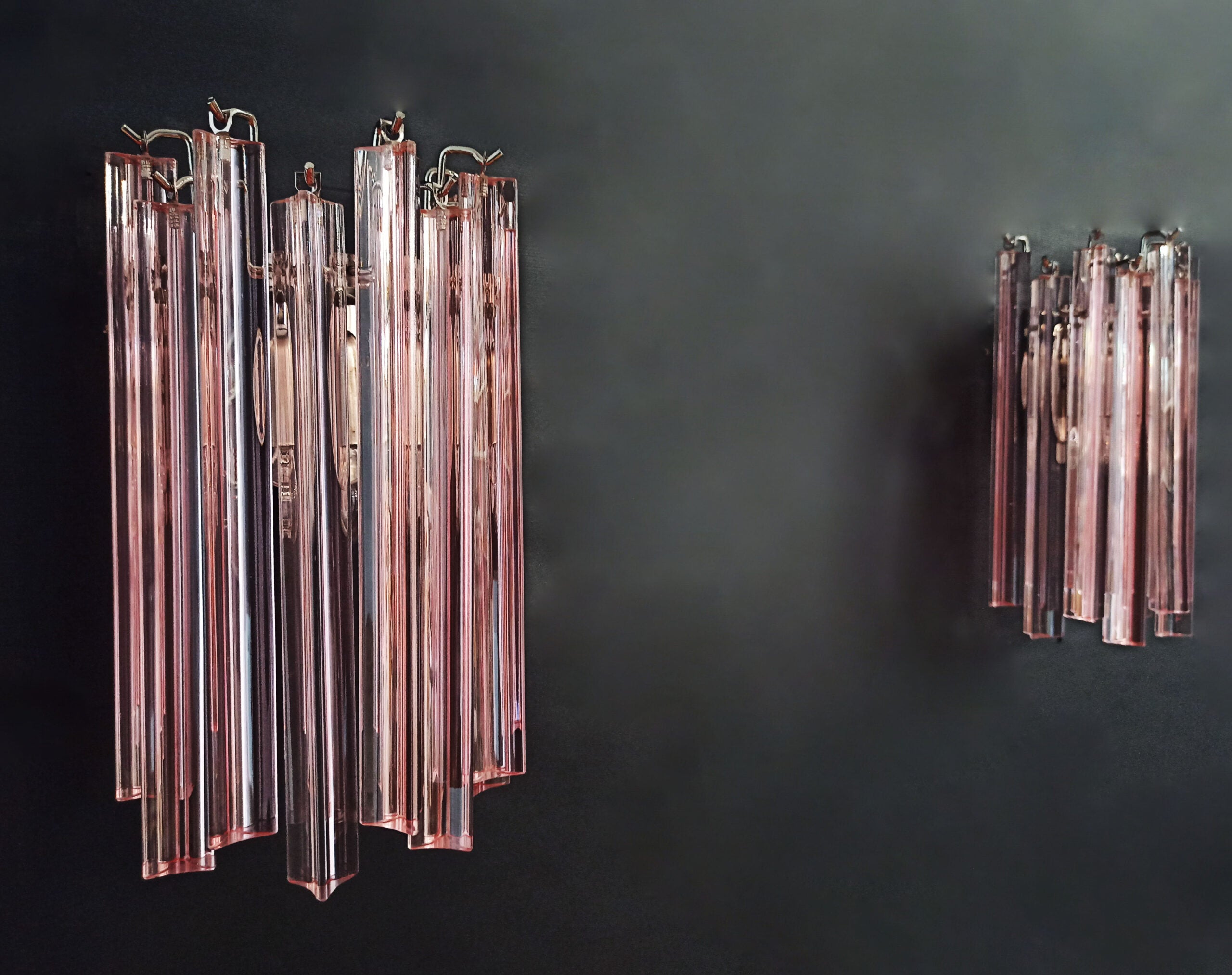 Murano Vegglampe | 9 Rosa Prismeglass | 2 stk