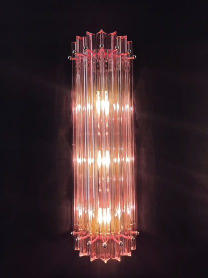 Murano Vegglampe | 7 Rosa Prismeglass | 2 stk