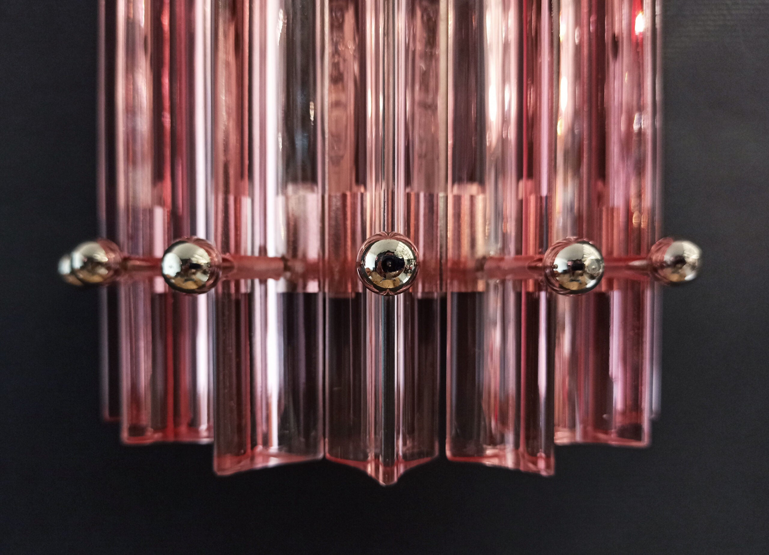 Murano Vegglampe | 7 Rosa Prismeglass | 2 stk