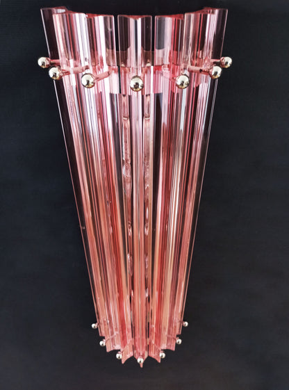 Murano Vegglampe | 7 Rosa Prismeglass | 2 stk