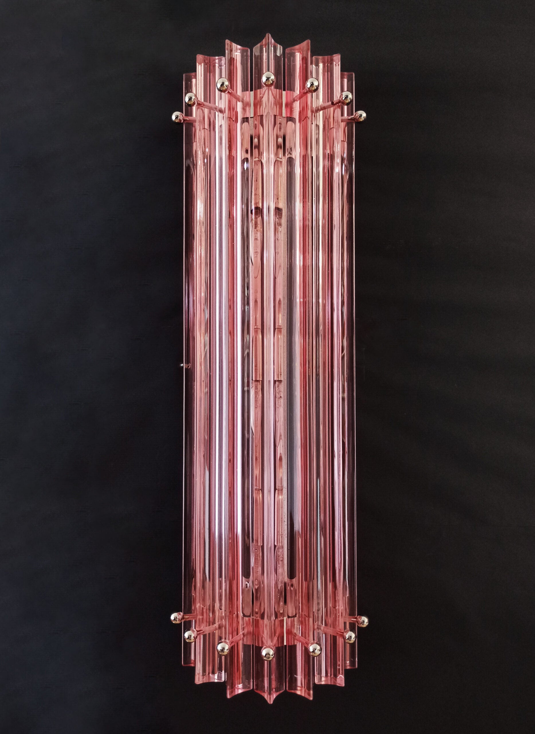 Murano Vegglampe | 7 Rosa Prismeglass | 2 stk
