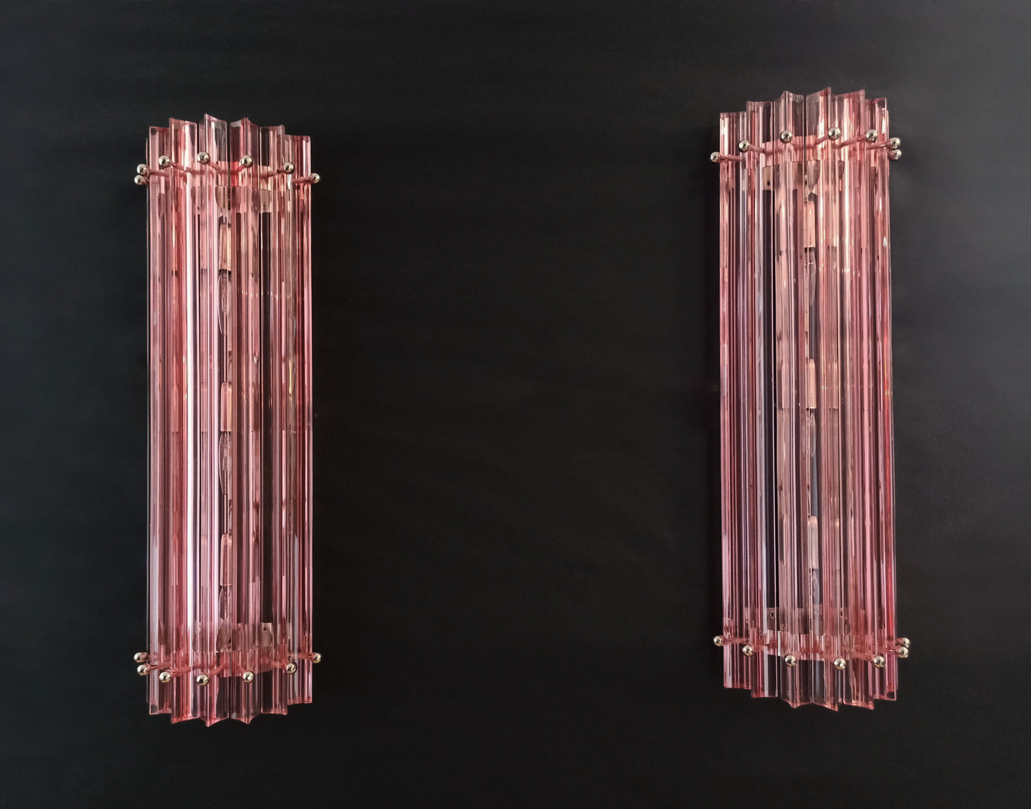 Murano Vegglampe | 7 Rosa Prismeglass | 2 stk