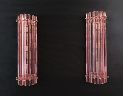 Murano Vegglampe | 7 Rosa Prismeglass | 2 stk
