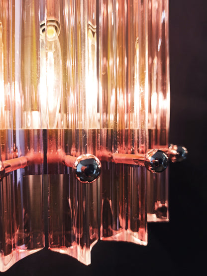 Murano Vegglampe | 7 Rosa Prismeglass | 2 stk