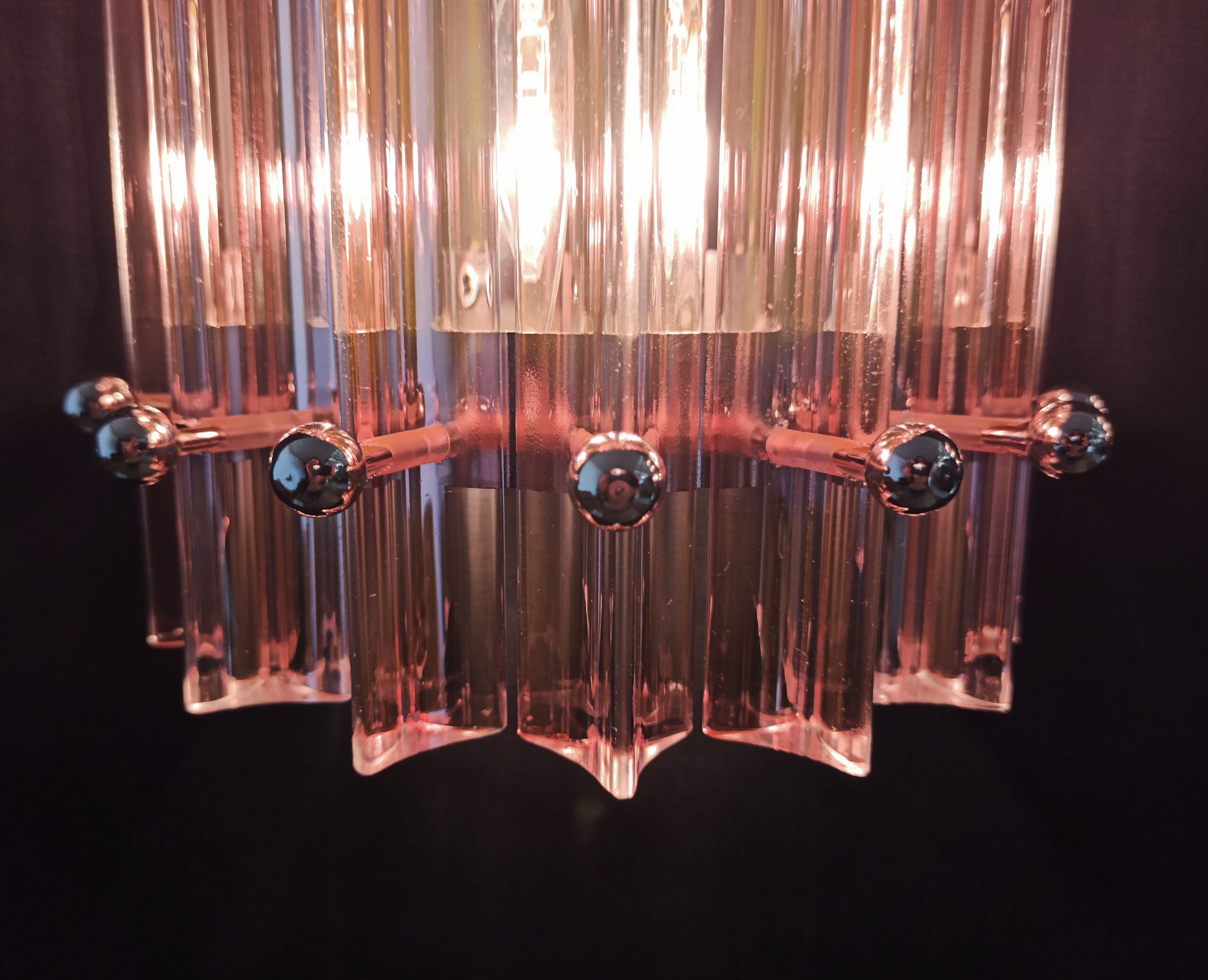 Murano Vegglampe | 7 Rosa Prismeglass | 2 stk