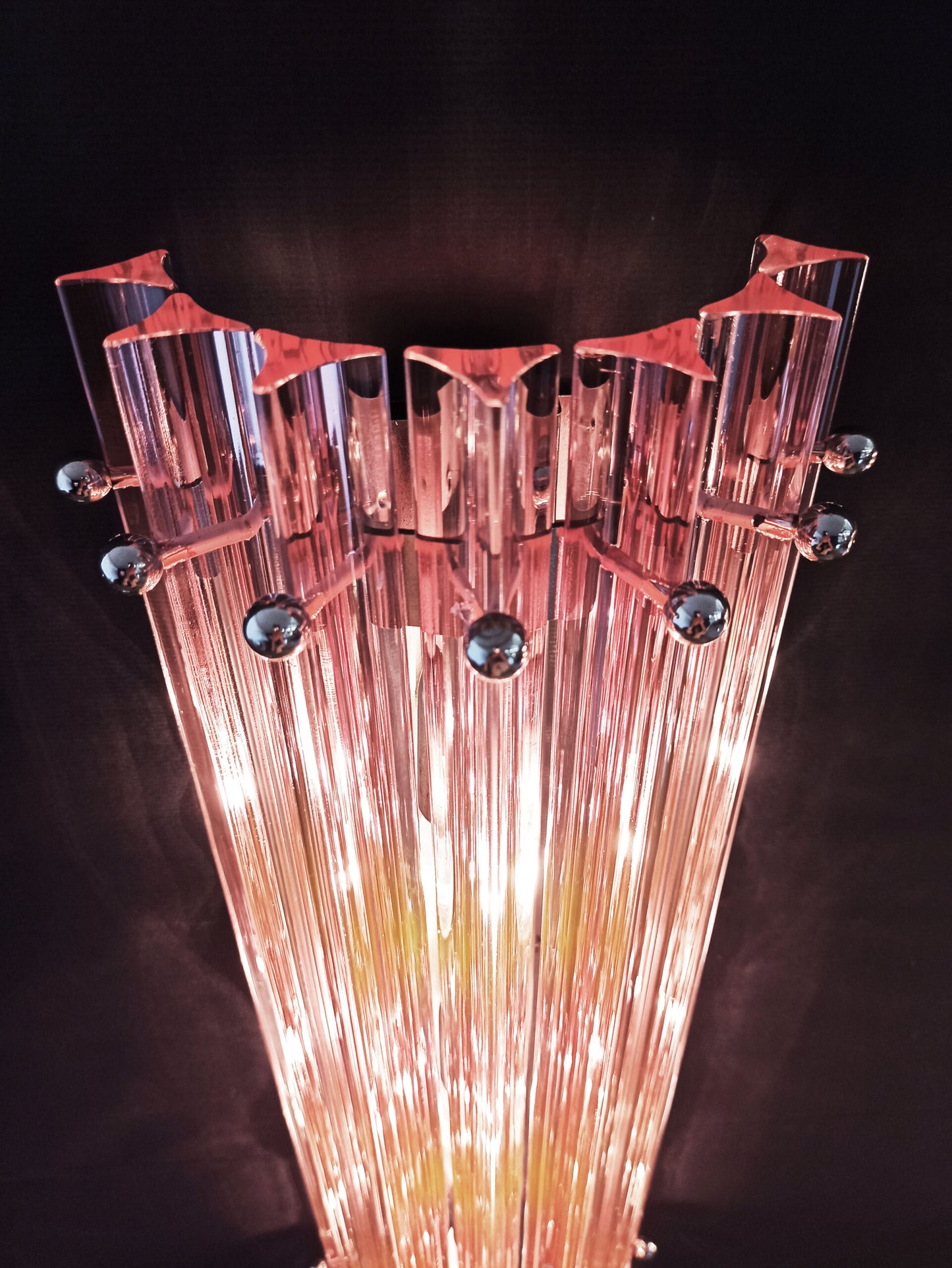 Murano Vegglampe | 7 Rosa Prismeglass | 2 stk