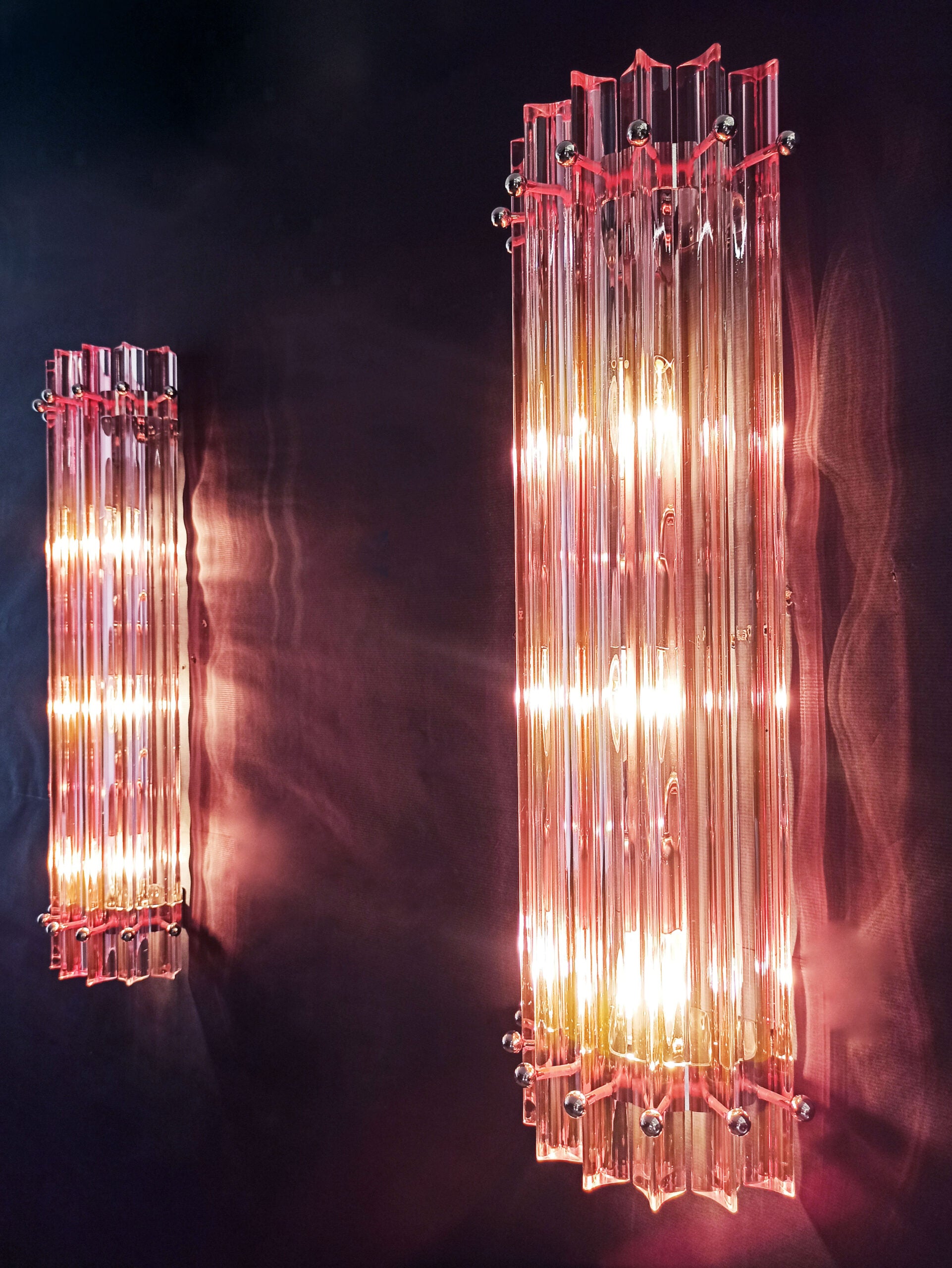 Murano Vegglampe | 7 Rosa Prismeglass | 2 stk