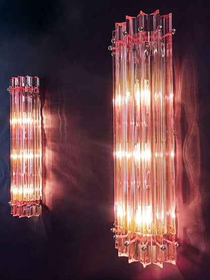 Murano Vegglampe | 7 Rosa Prismeglass | 2 stk