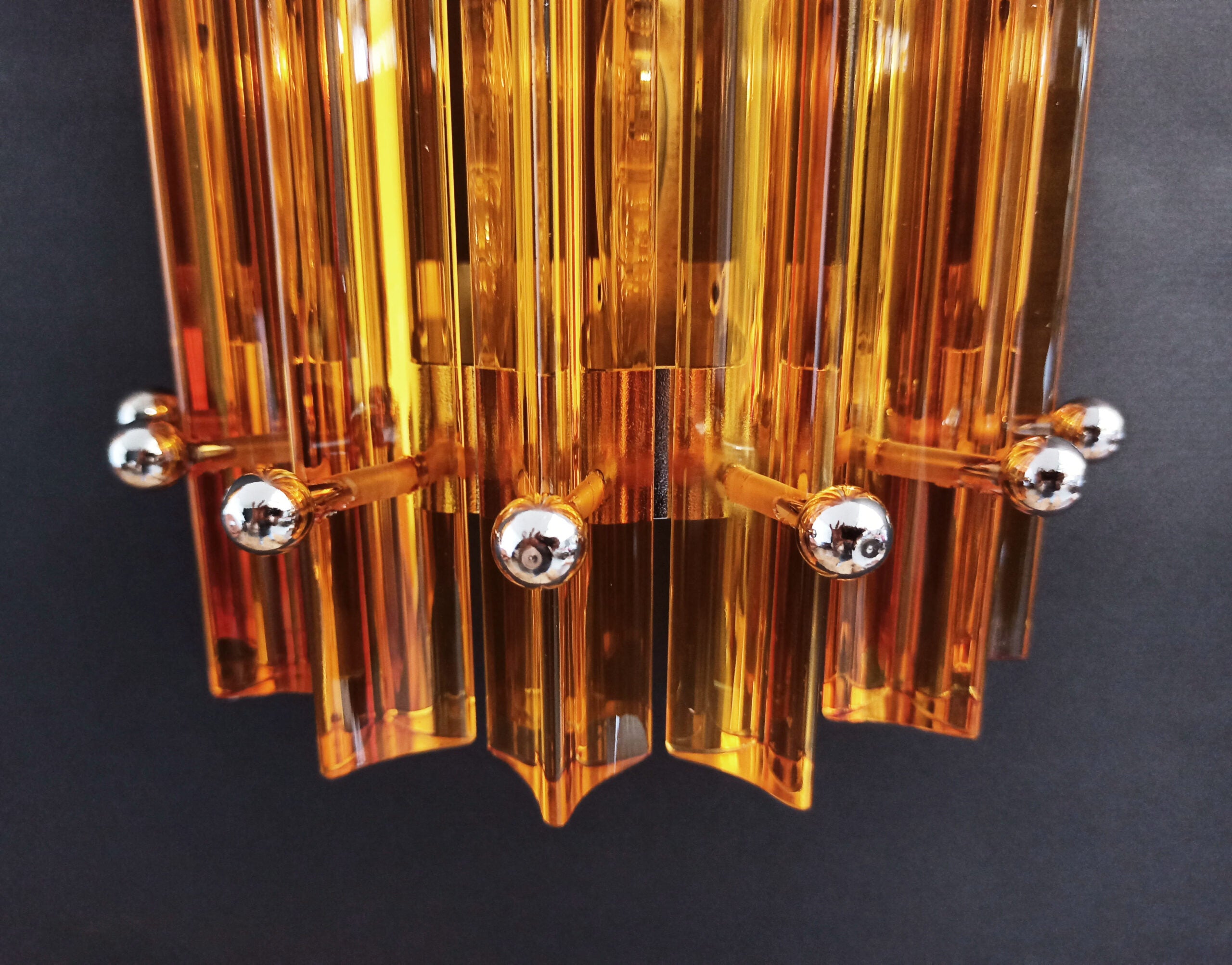 Murano Vegglampe | 7 Gule Prismeglass | 2 stk