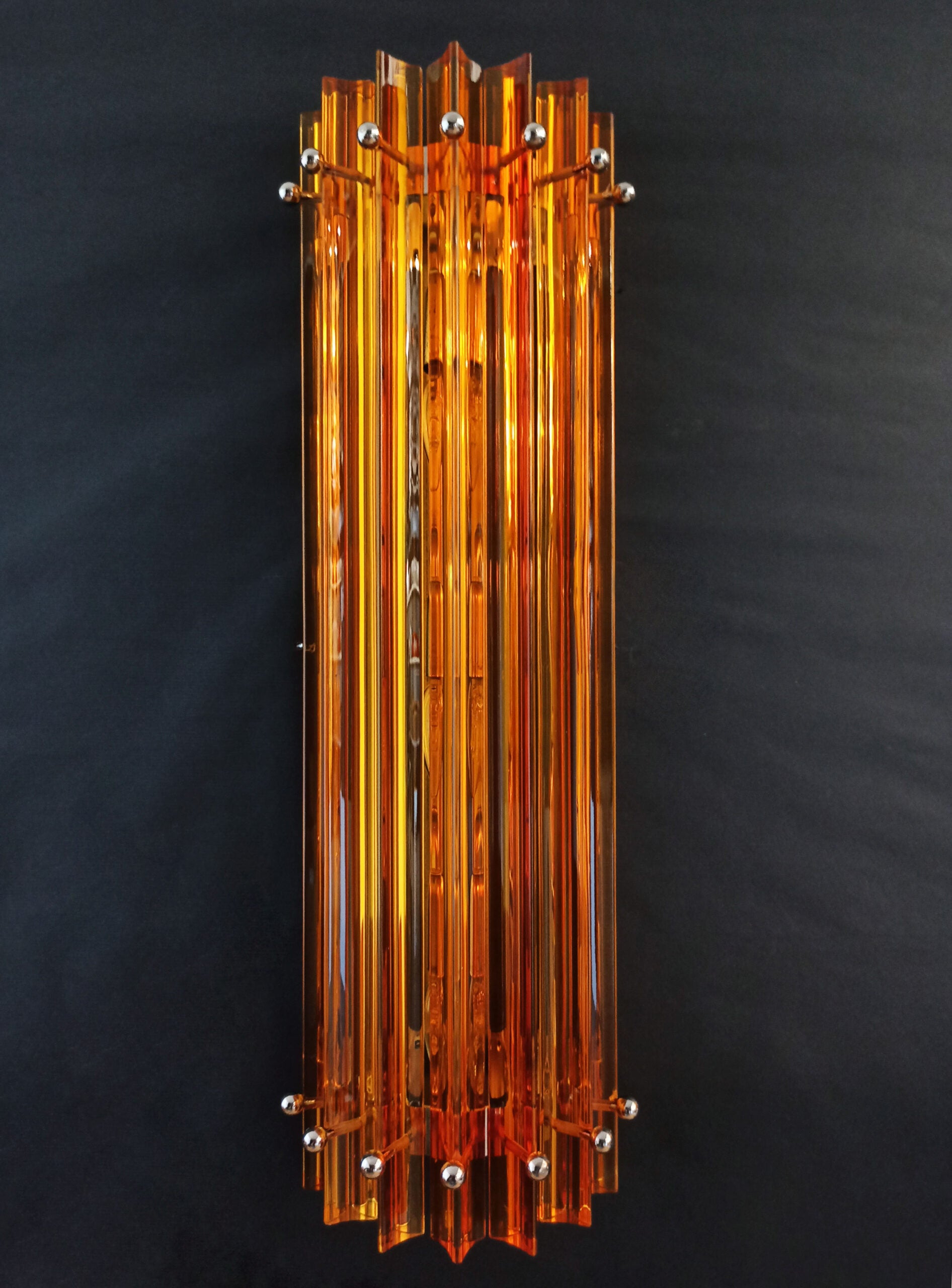Murano Vegglampe | 7 Gule Prismeglass | 2 stk