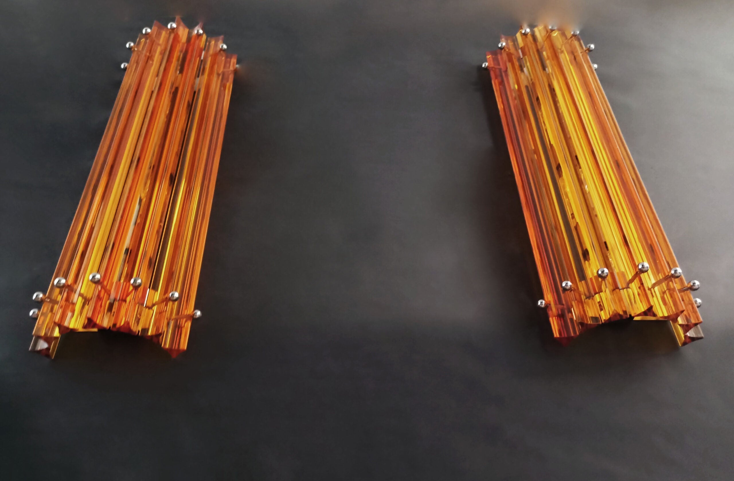 Murano Vegglampe | 7 Gule Prismeglass | 2 stk