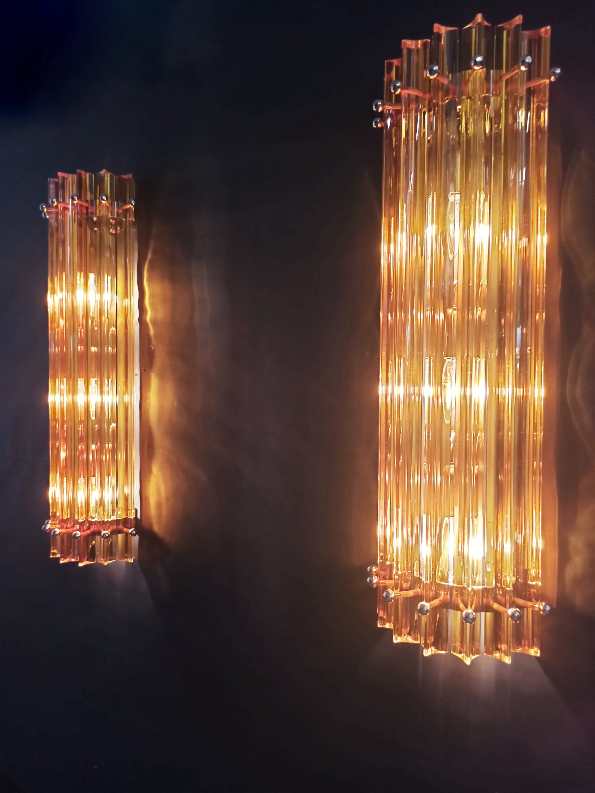 Murano Vegglampe | 7 Gule Prismeglass | 2 stk