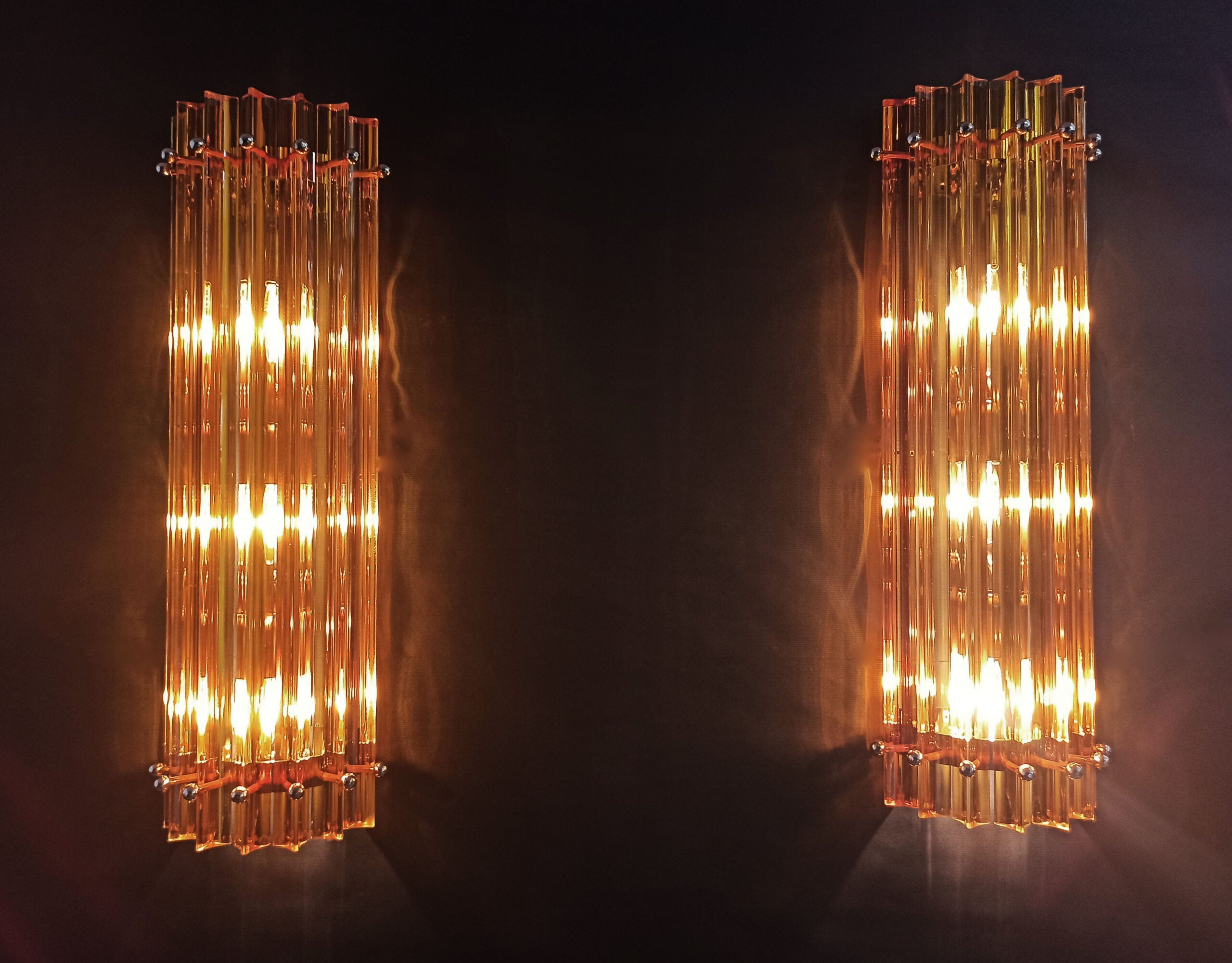Murano Vegglampe | 7 Gule Prismeglass | 2 stk
