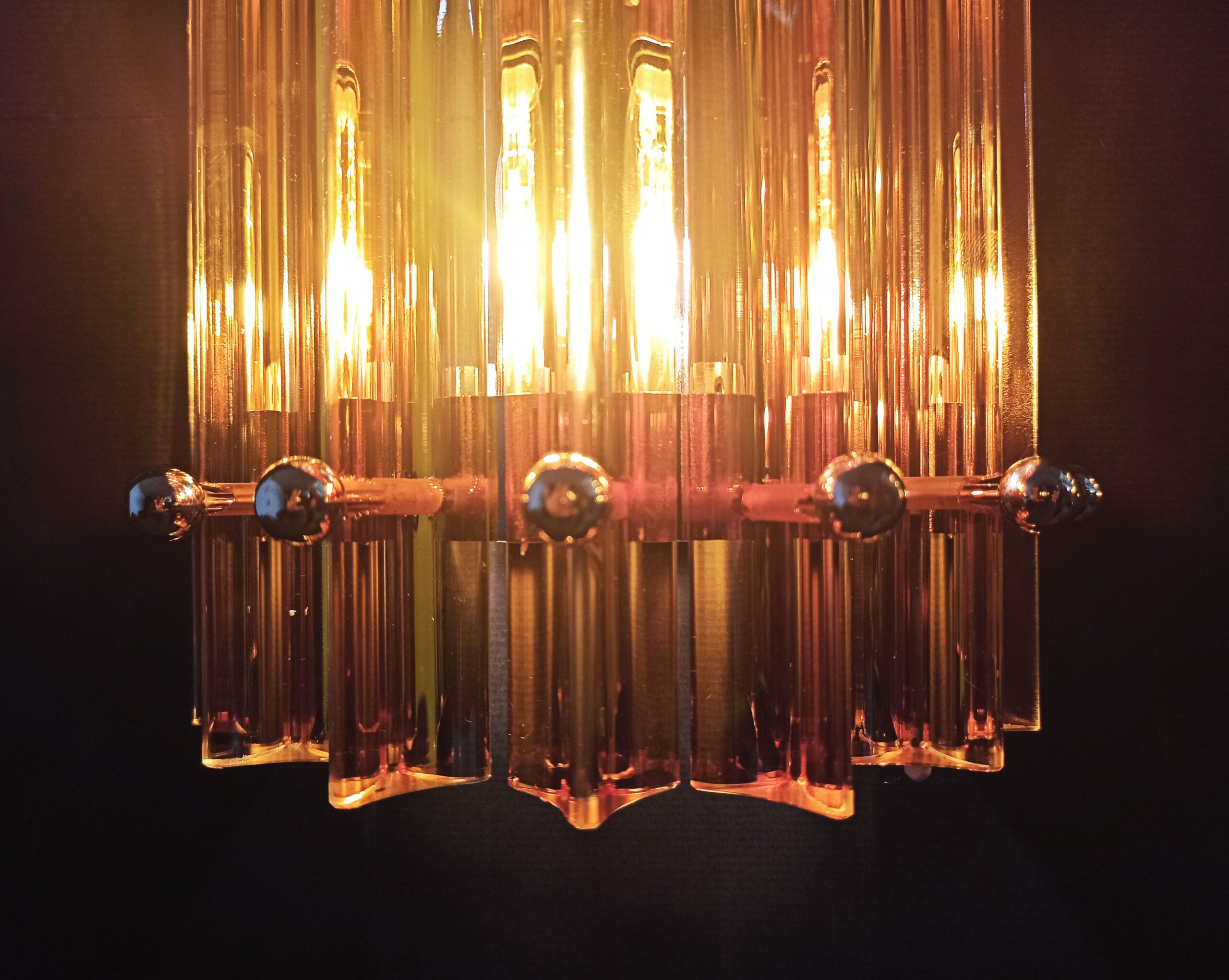 Murano Vegglampe | 7 Gule Prismeglass | 2 stk