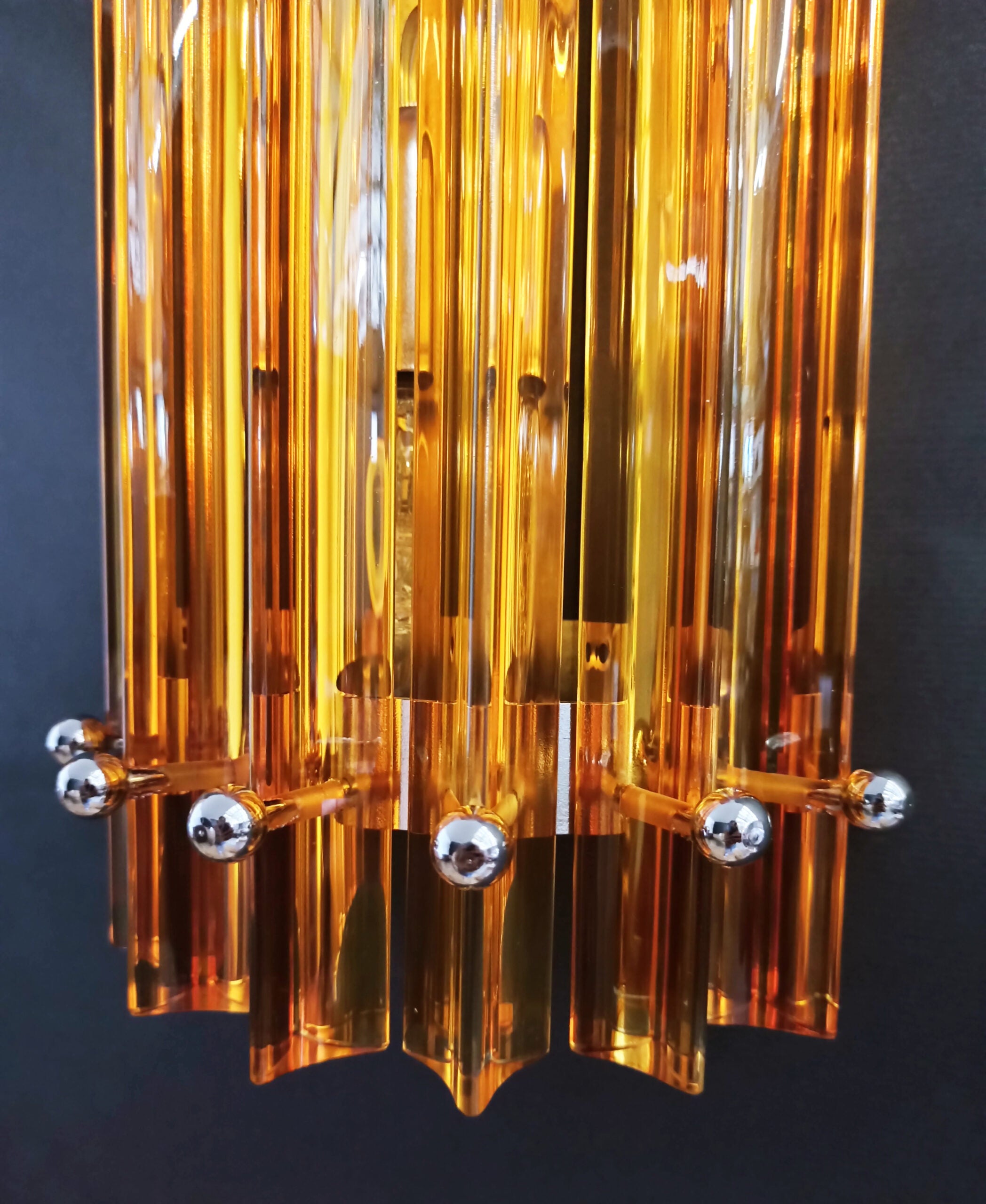 Murano Vegglampe | 7 Gule Prismeglass | 2 stk
