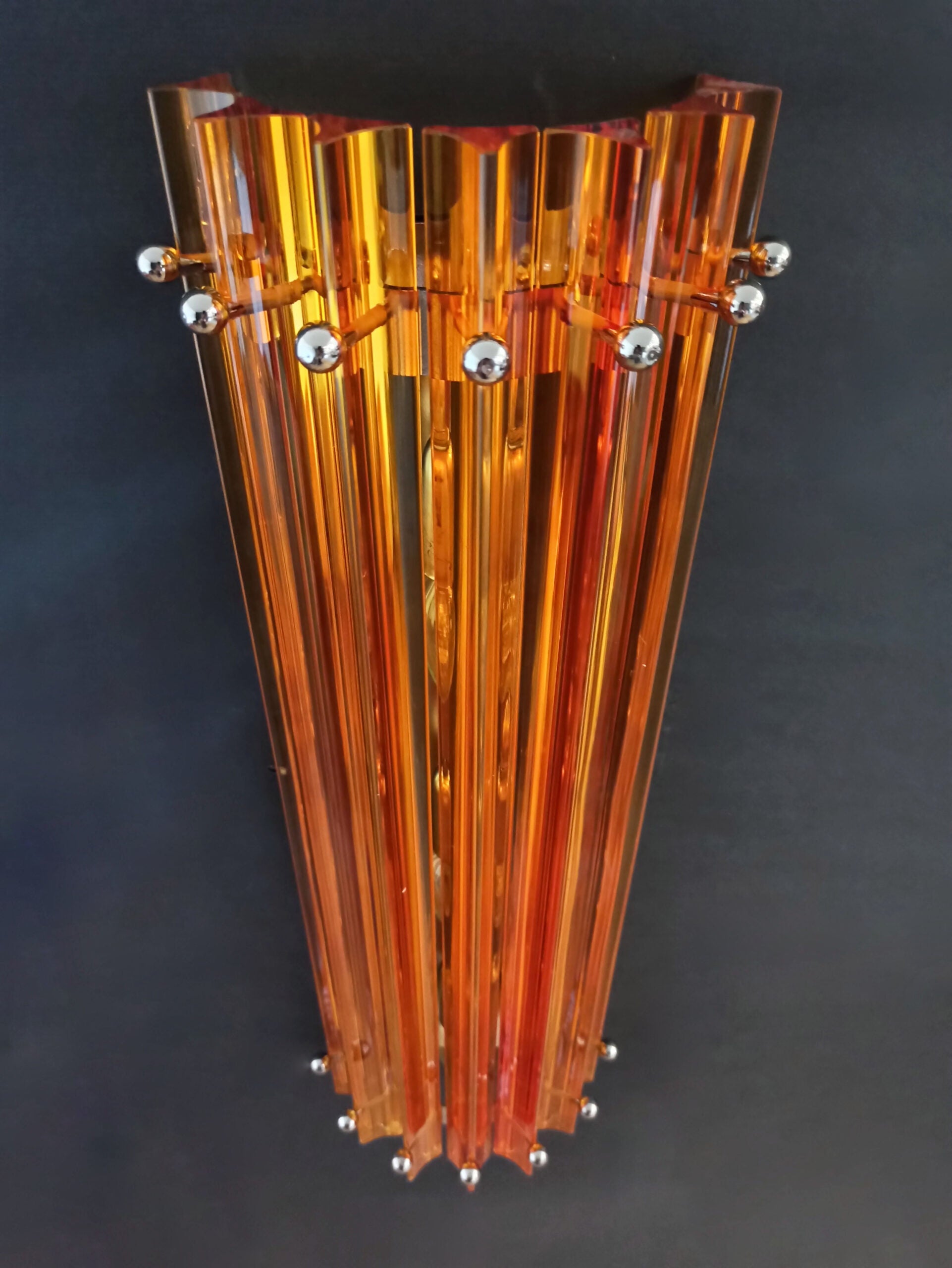 Murano Vegglampe | 7 Gule Prismeglass | 2 stk