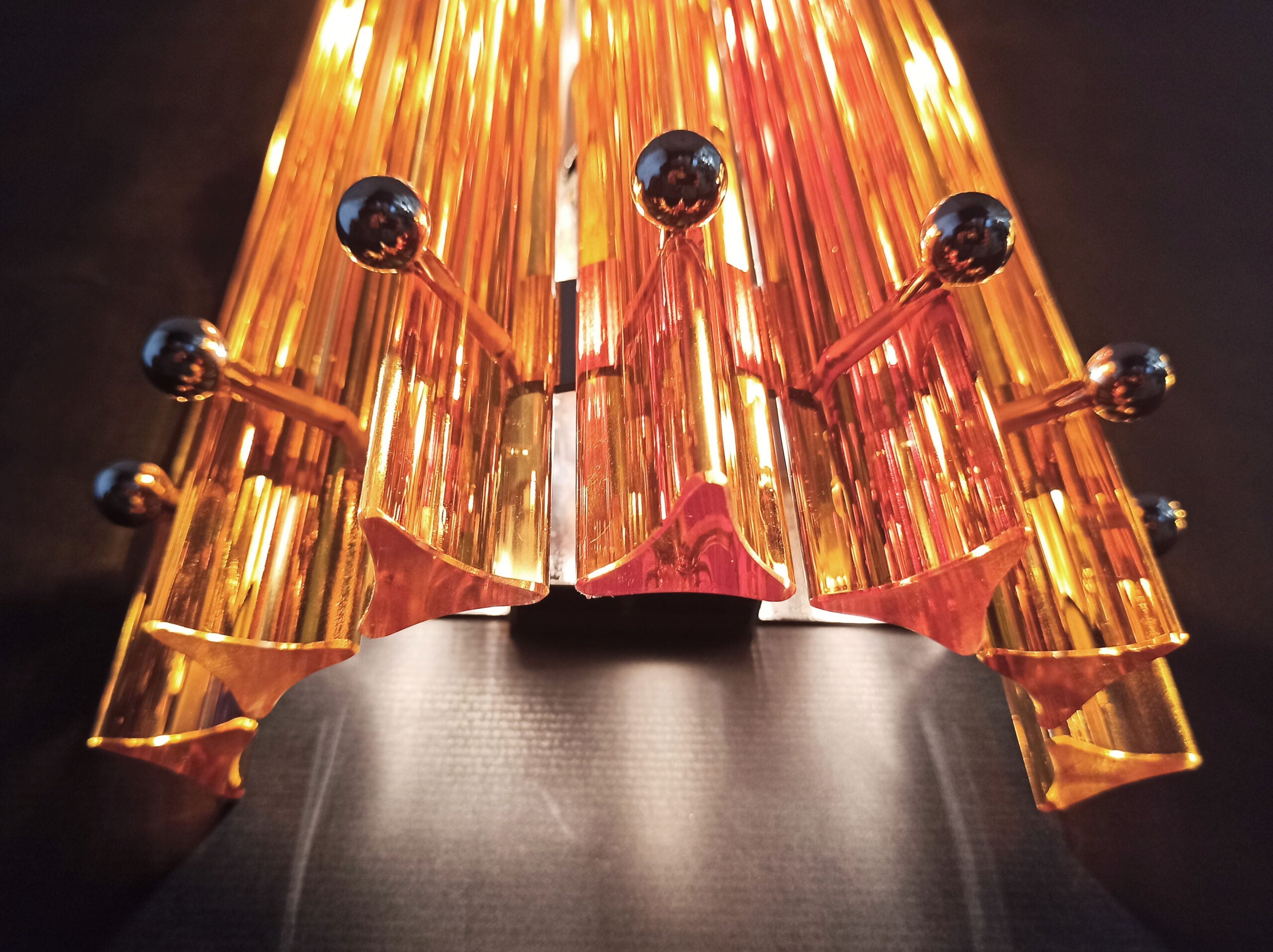 Murano Vegglampe | 7 Gule Prismeglass | 2 stk