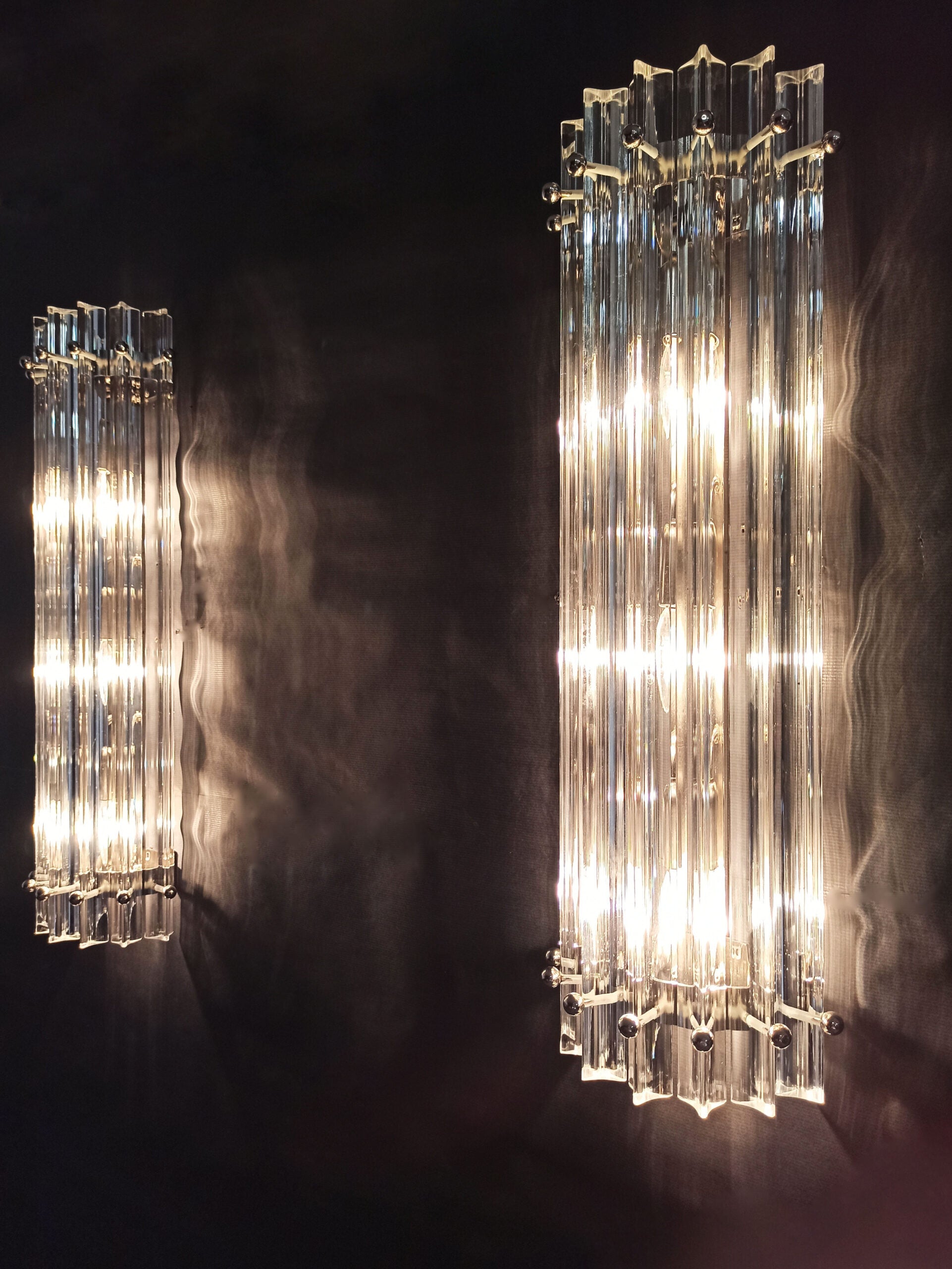 Murano Vegglampe | 7 Klare Prismeglass | 2 stk