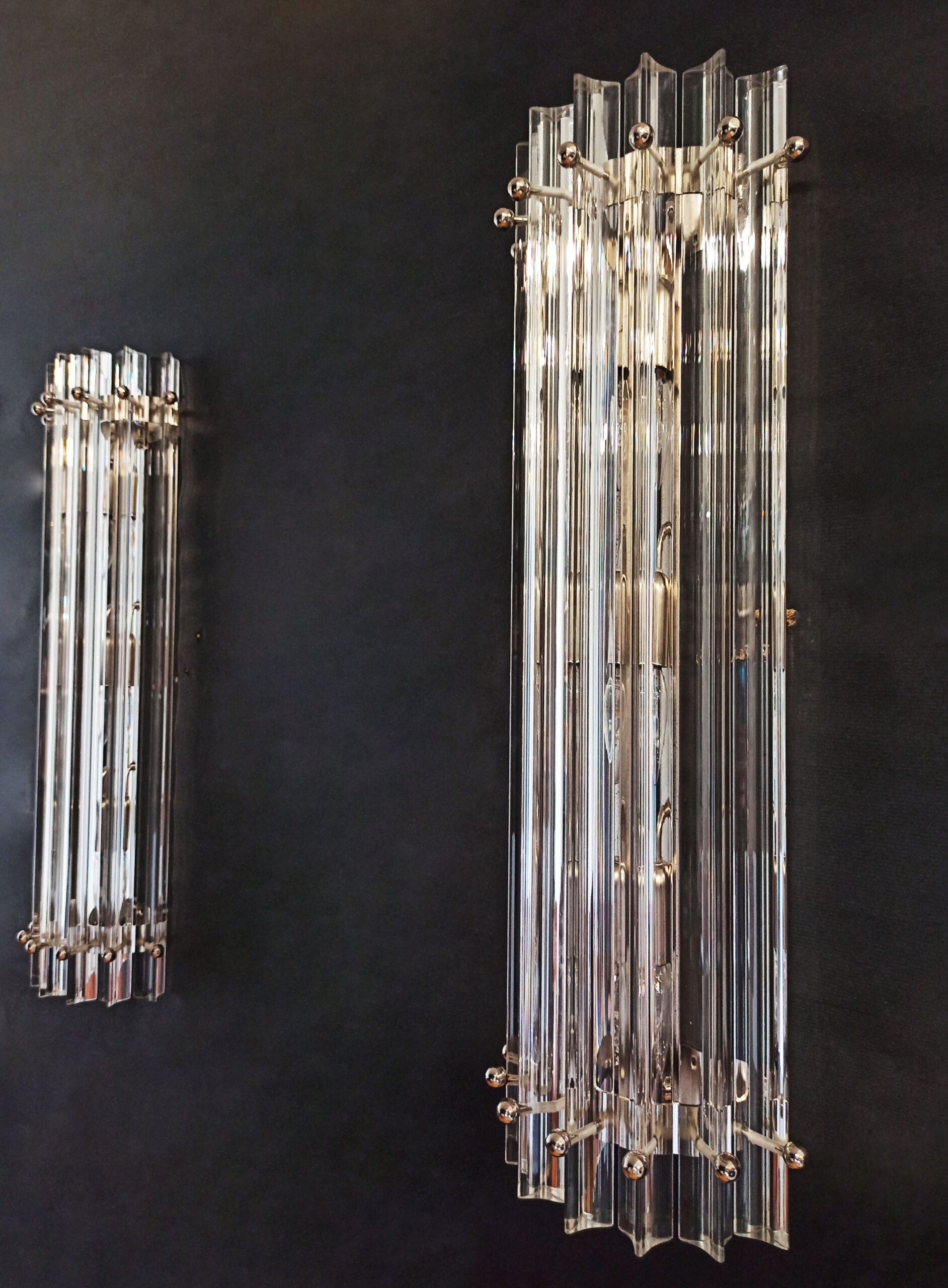 Murano Vegglampe | 7 Klare Prismeglass | 2 stk