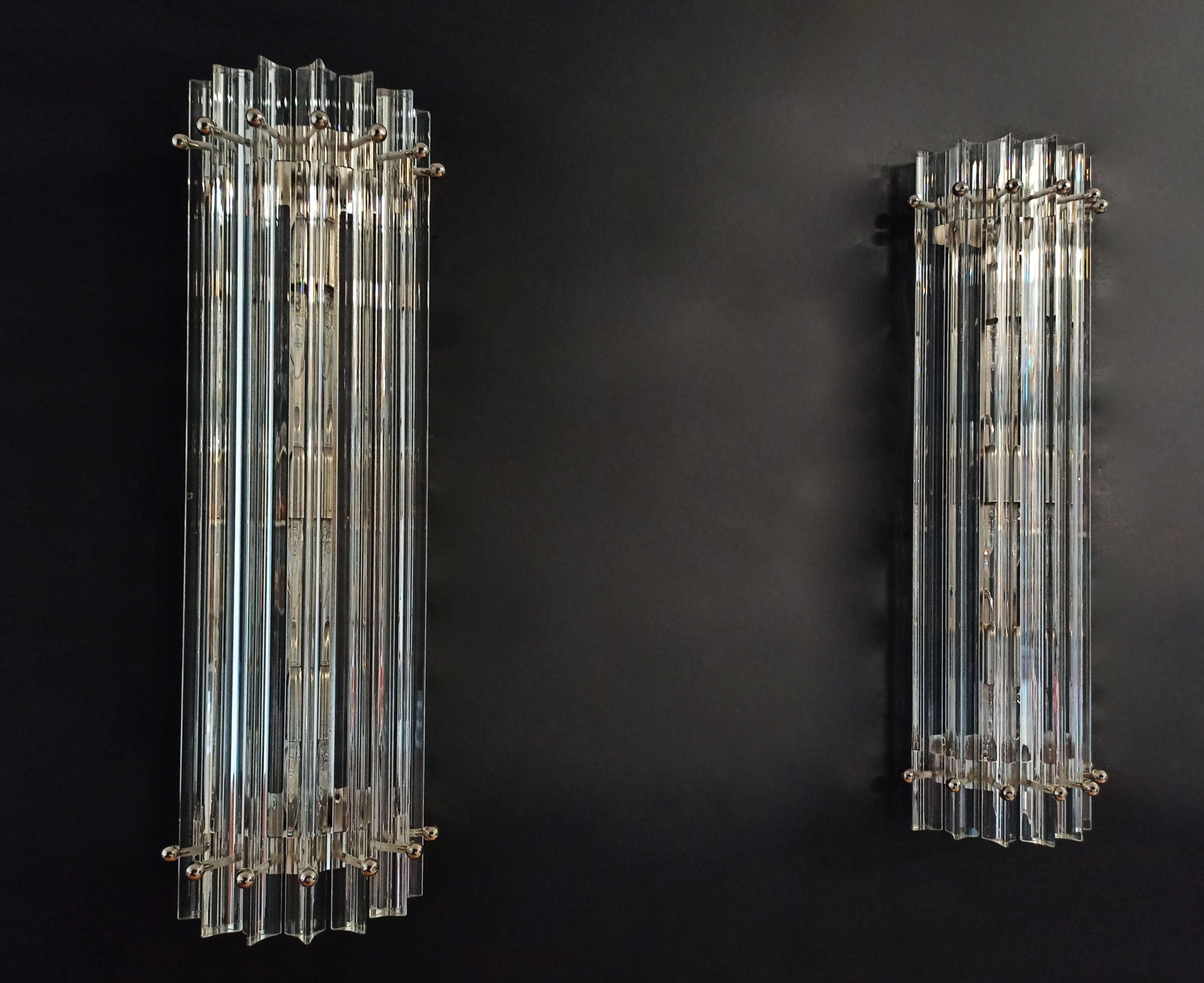 Murano Vegglampe | 7 Klare Prismeglass | 2 stk