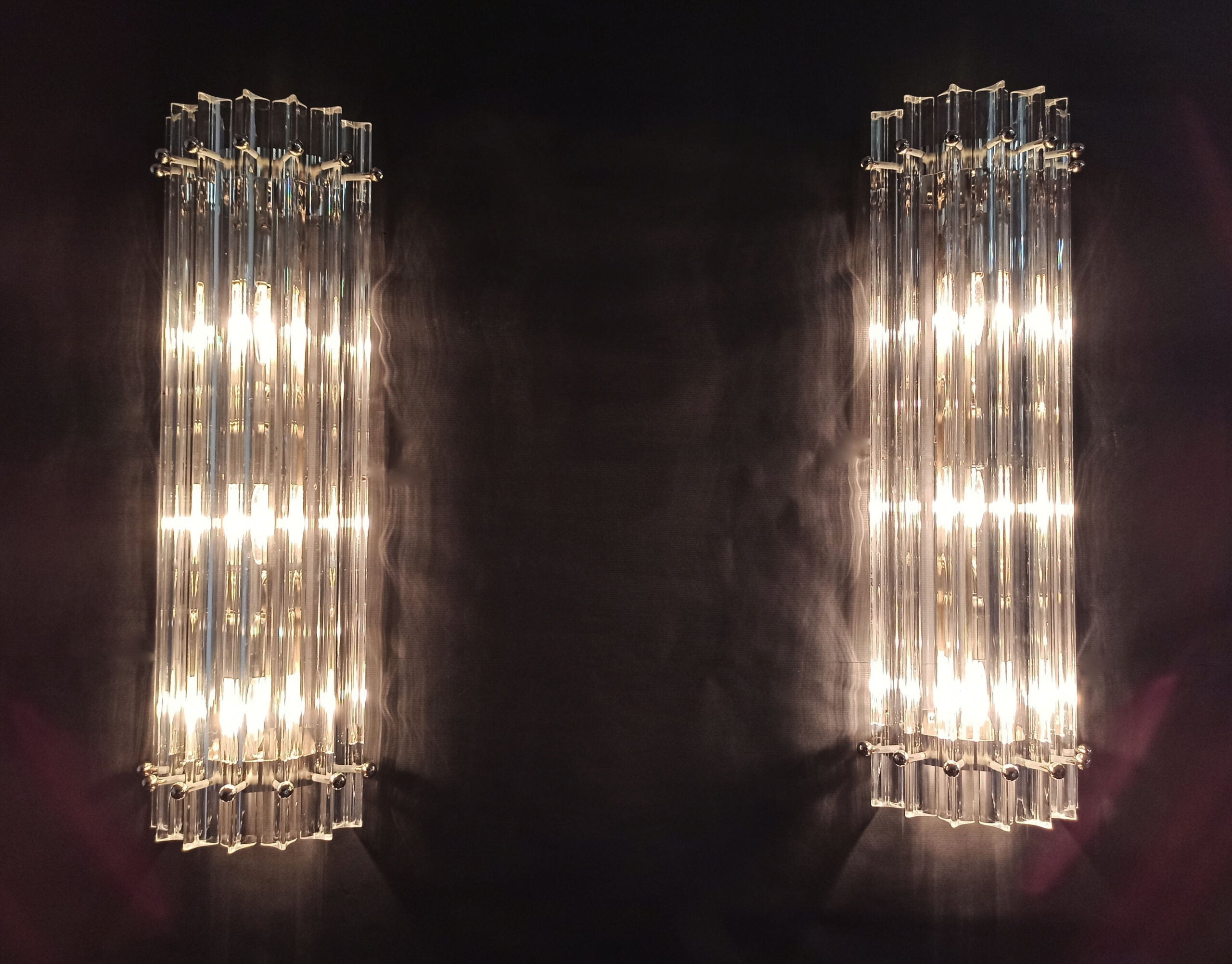 Murano Vegglampe | 7 Klare Prismeglass | 2 stk