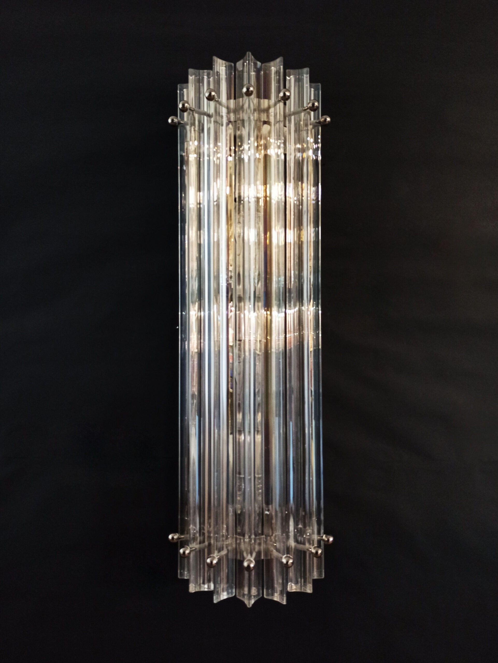 Murano Vegglampe | 7 Iris Klare Prismeglass | 2 stk