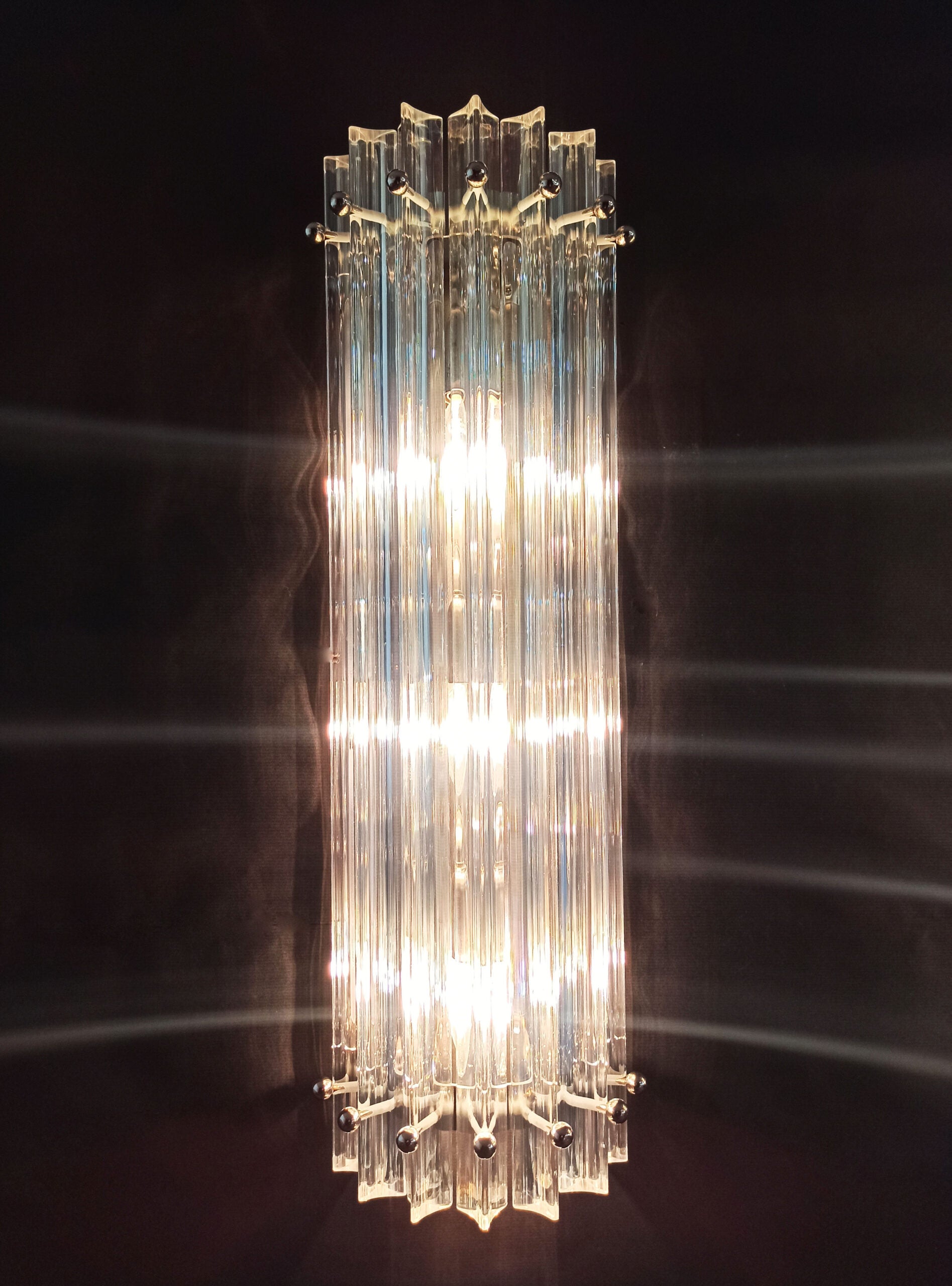 Murano Vegglampe | 7 Iris Klare Prismeglass | 2 stk