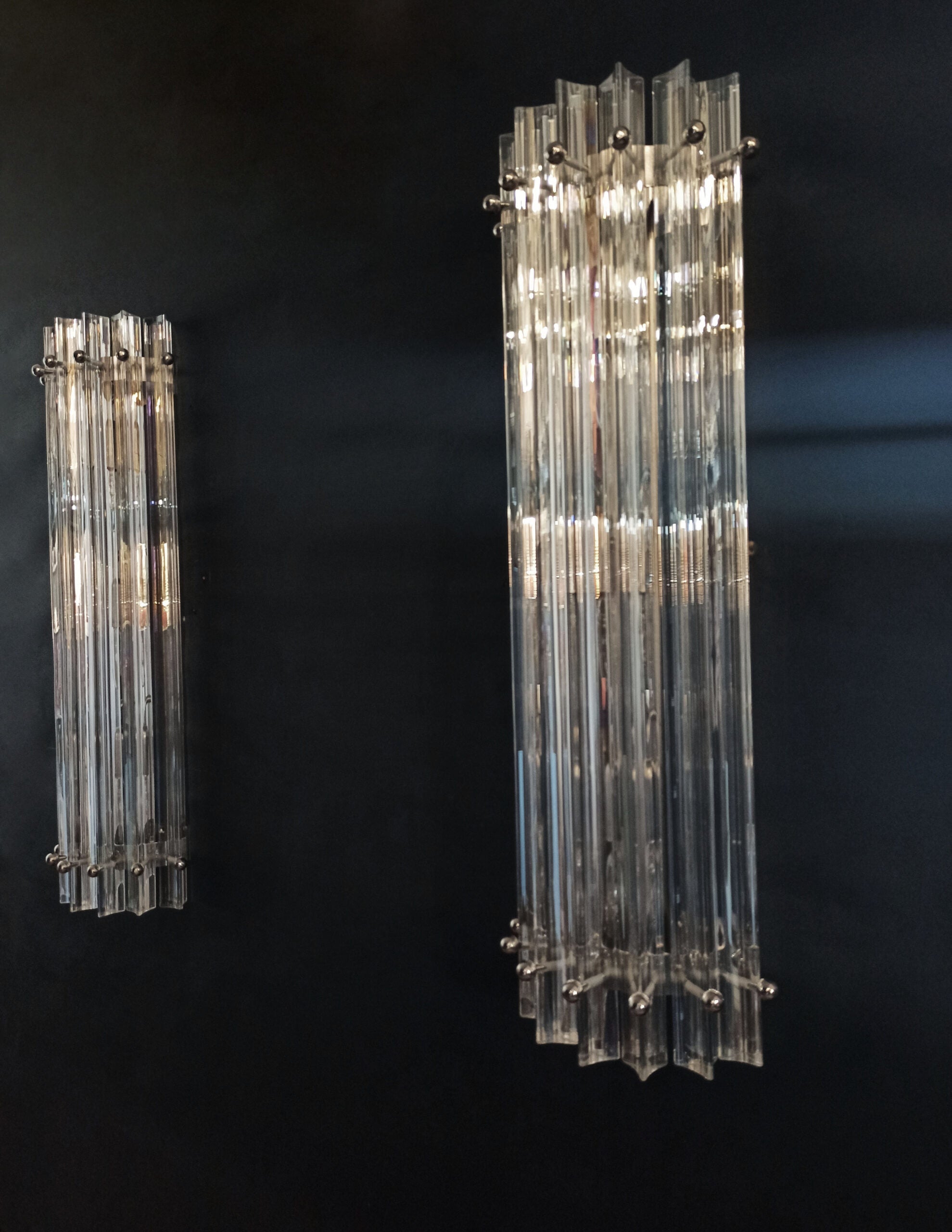 Murano Vegglampe | 7 Iris Klare Prismeglass | 2 stk