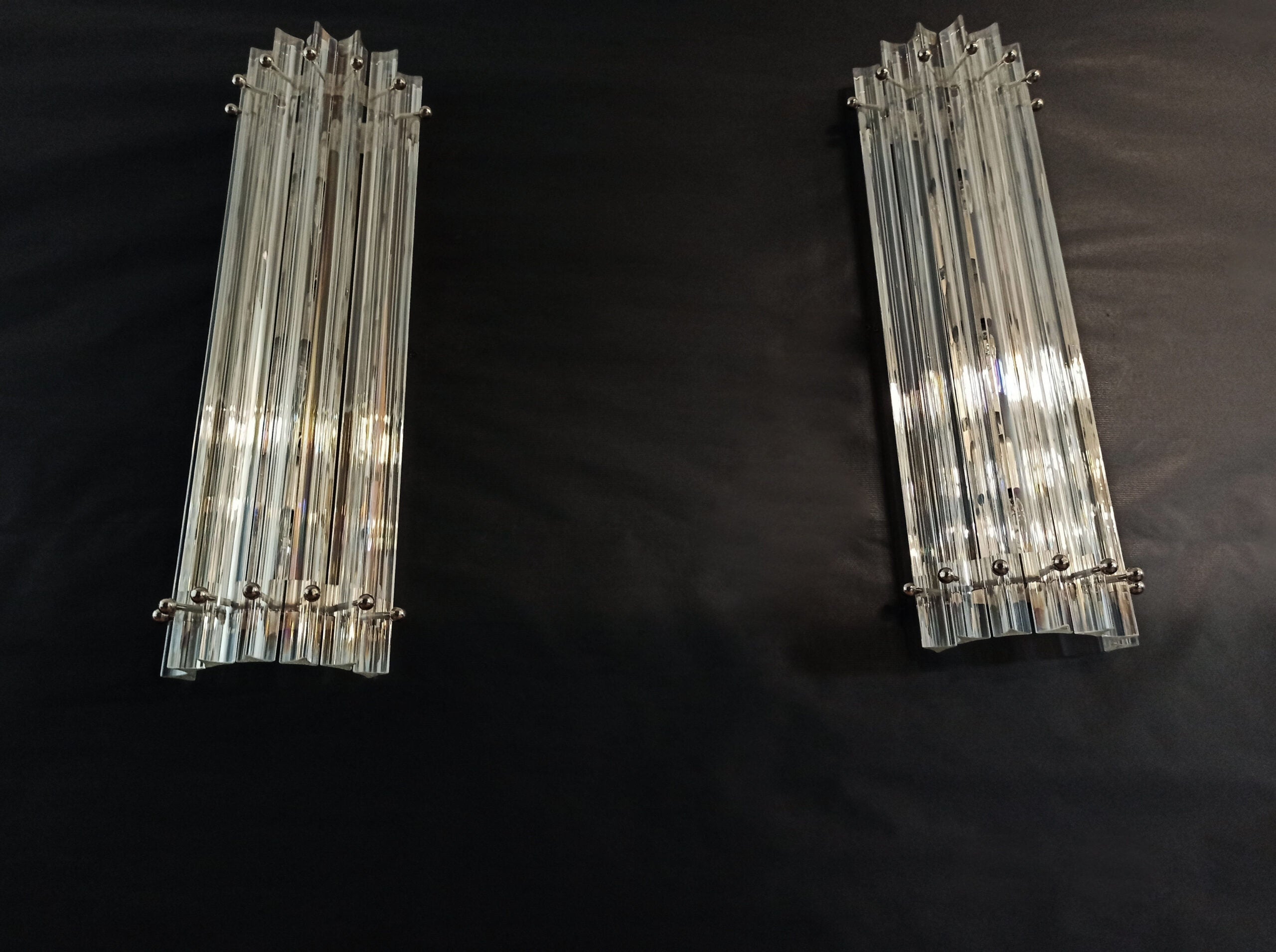 Murano Vegglampe | 7 Iris Klare Prismeglass | 2 stk