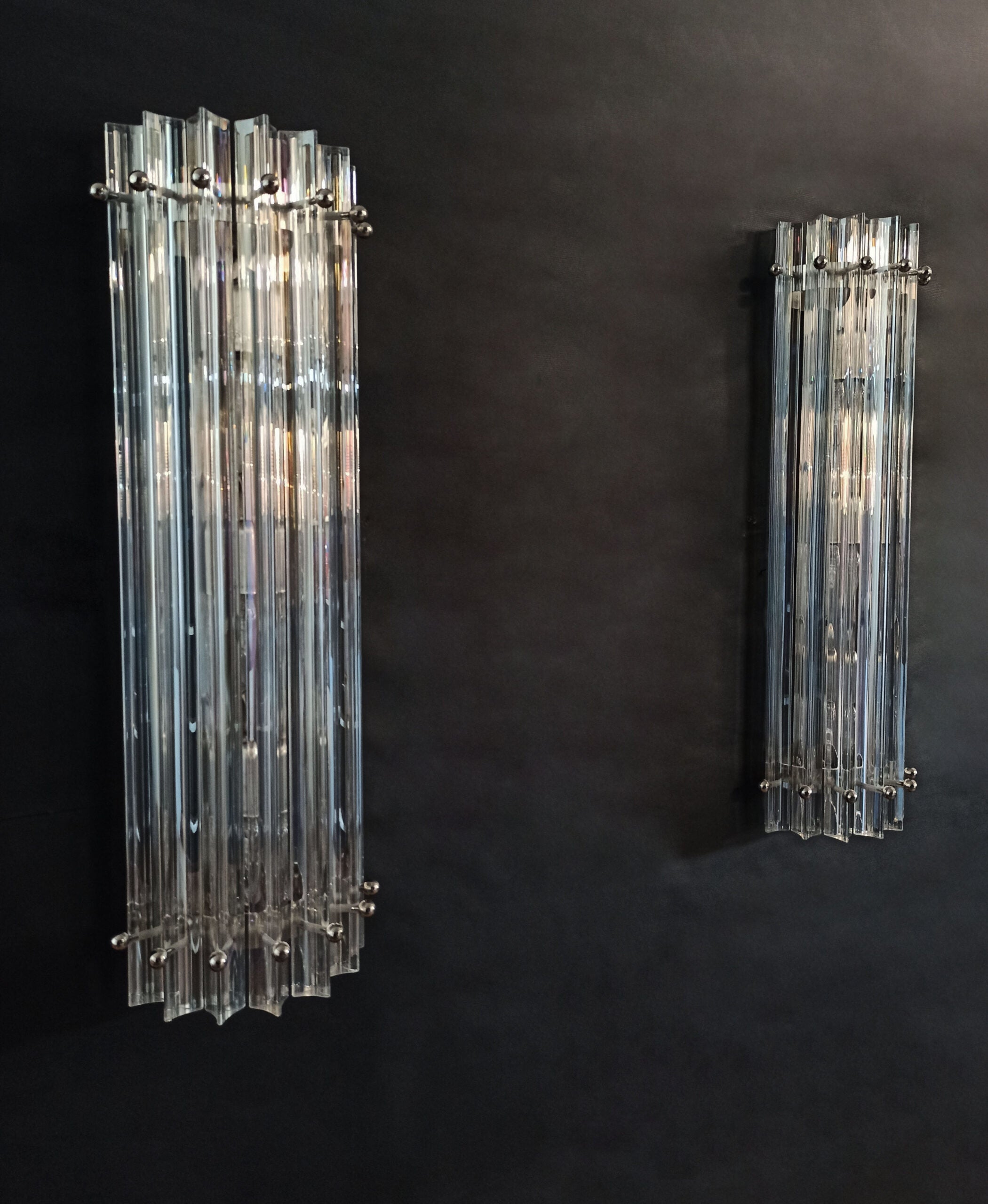 Murano Vegglampe | 7 Iris Klare Prismeglass | 2 stk