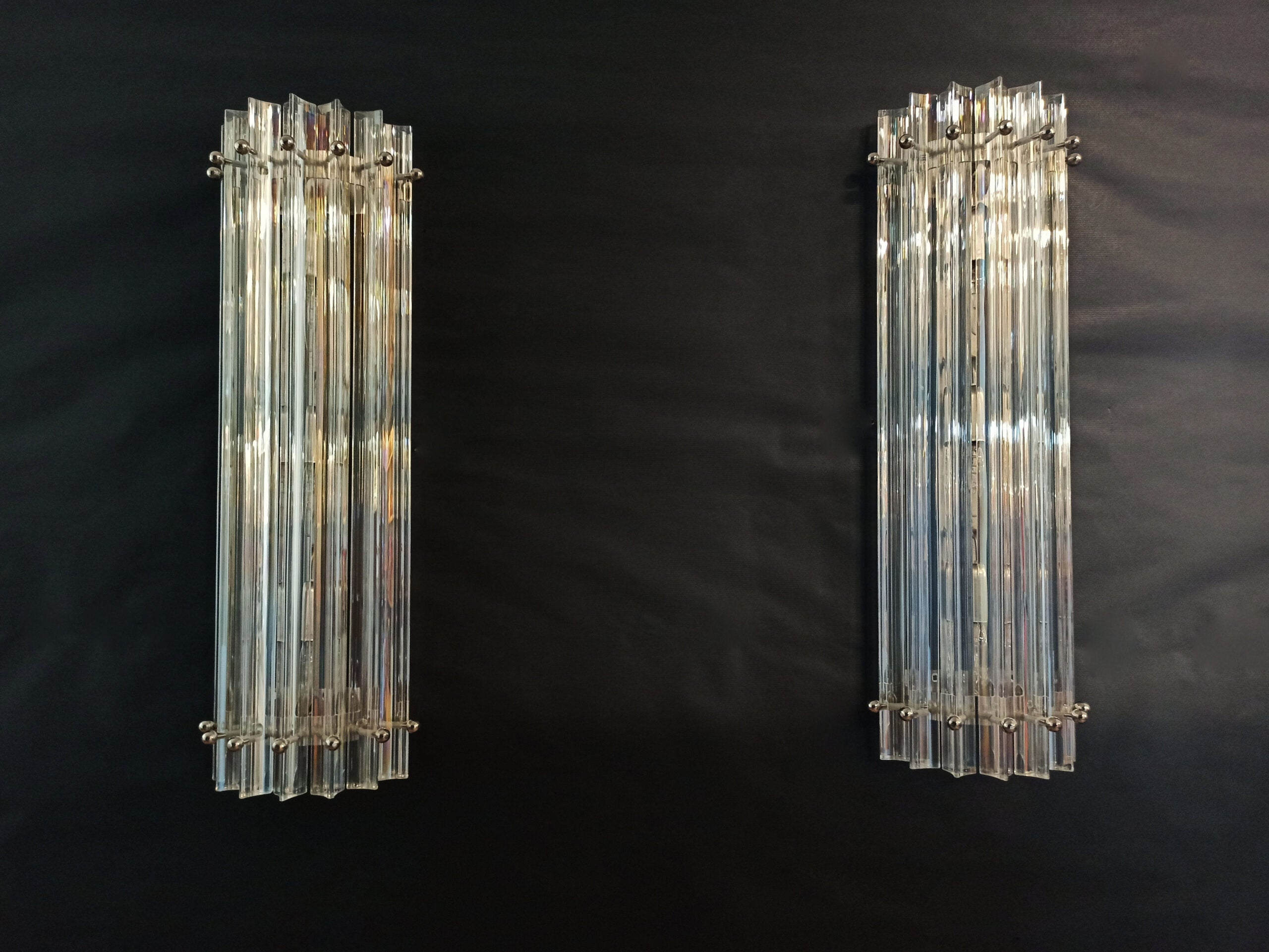 Murano Vegglampe | 7 Iris Klare Prismeglass | 1 par