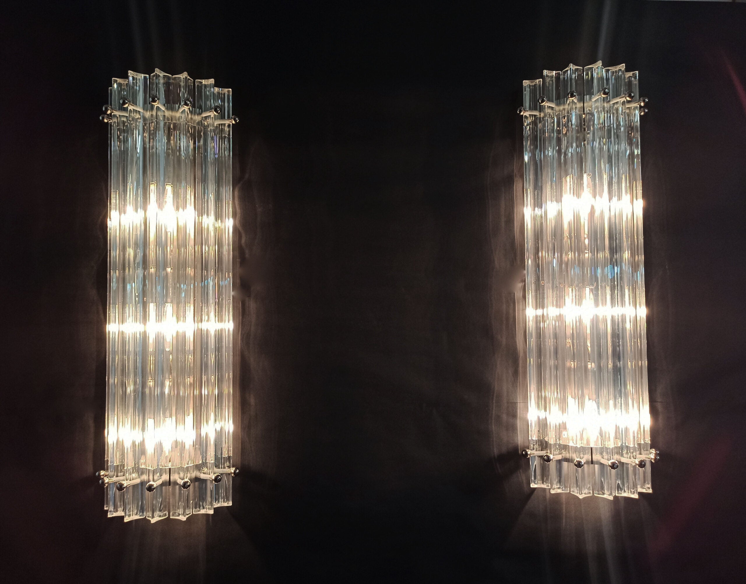 Murano Vegglampe | 7 Iris Klare Prismeglass | 2 stk