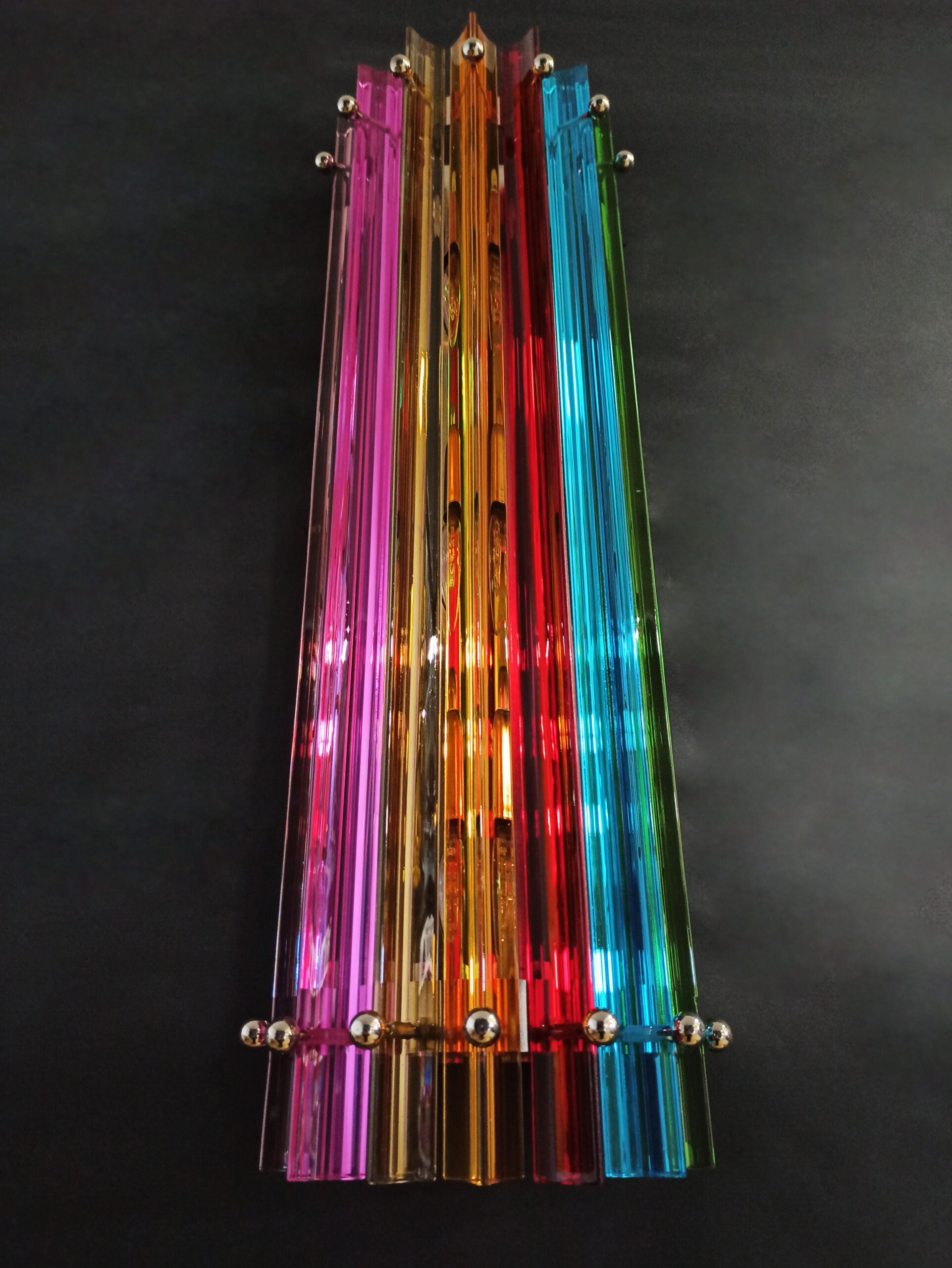 Murano Vegglampe | 7 Multifarge Prismeglass | 2 stk
